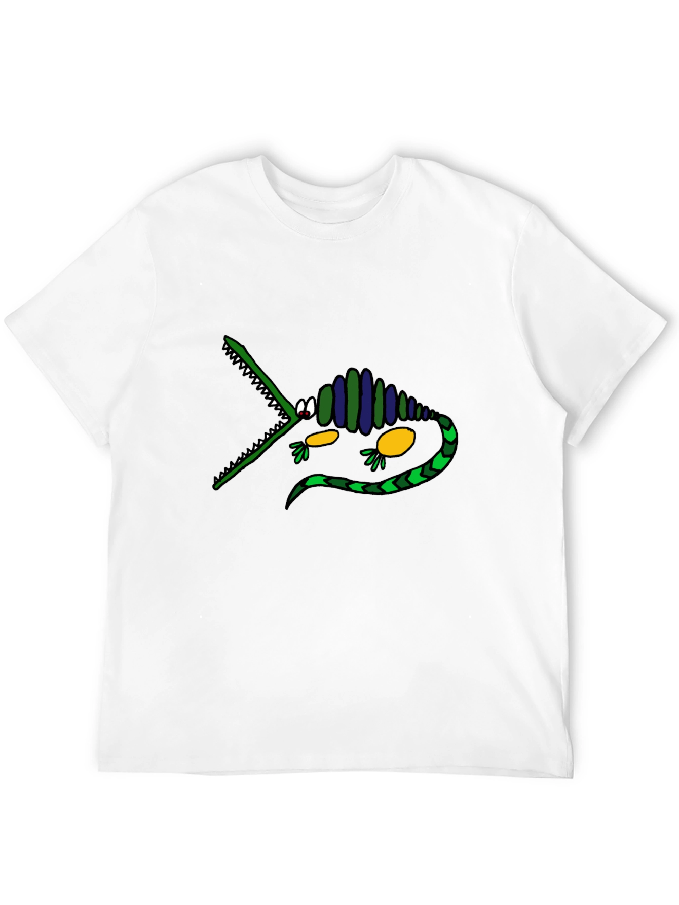 Cartoon Crocodile Graphic Tee - Black