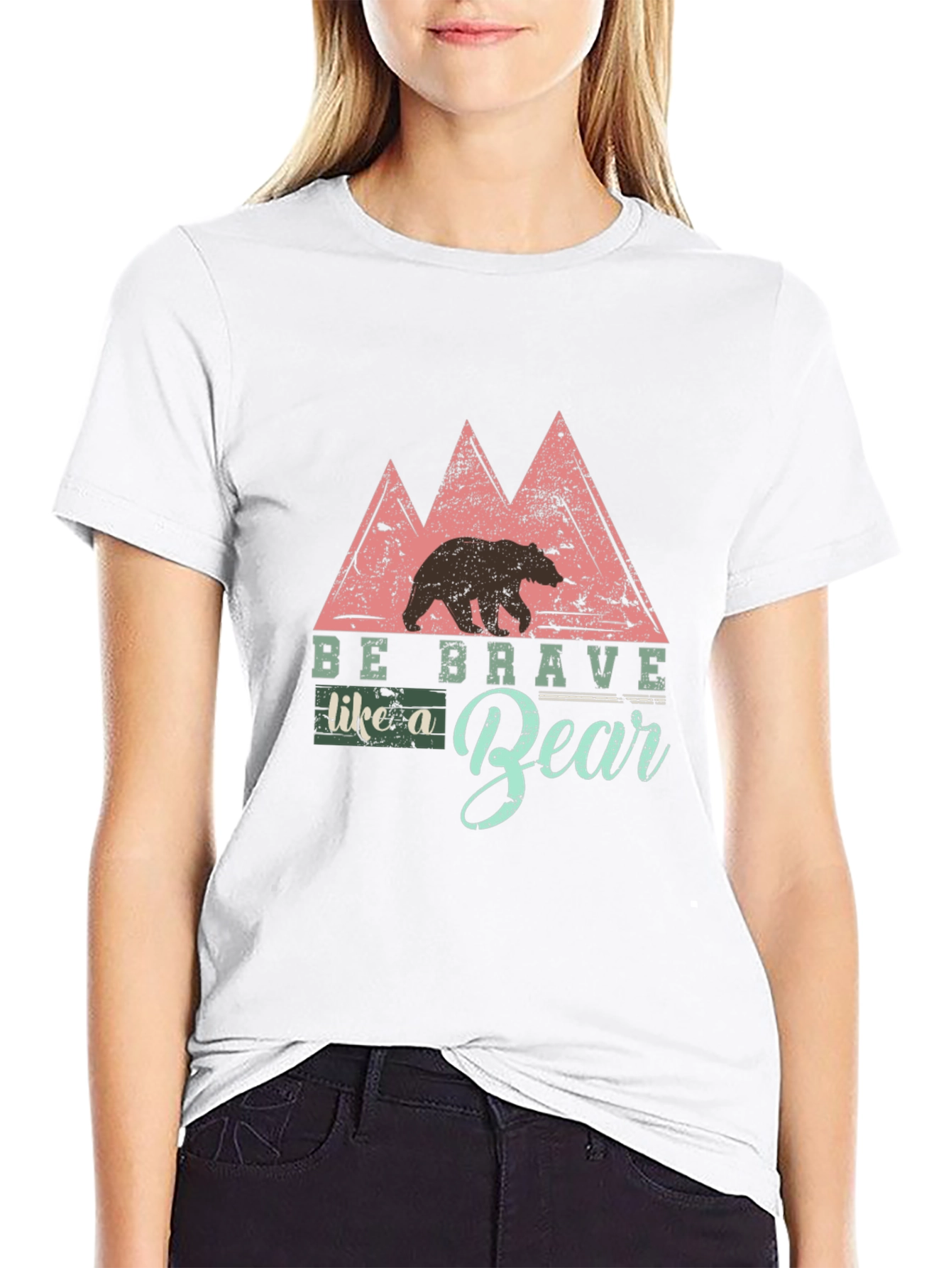 Be Brave Like a Bear Black T-Shirt - Nature Inspired Design