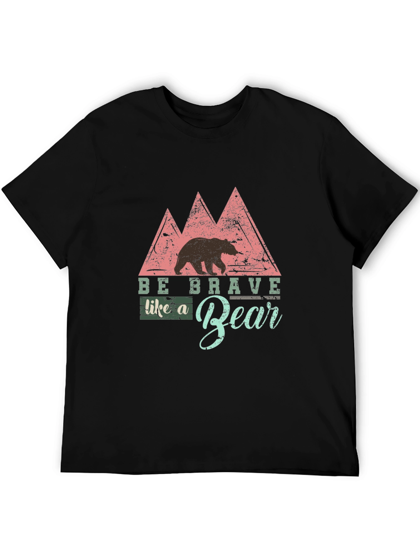 Be Brave Like a Bear Black T-Shirt - Nature Inspired Design