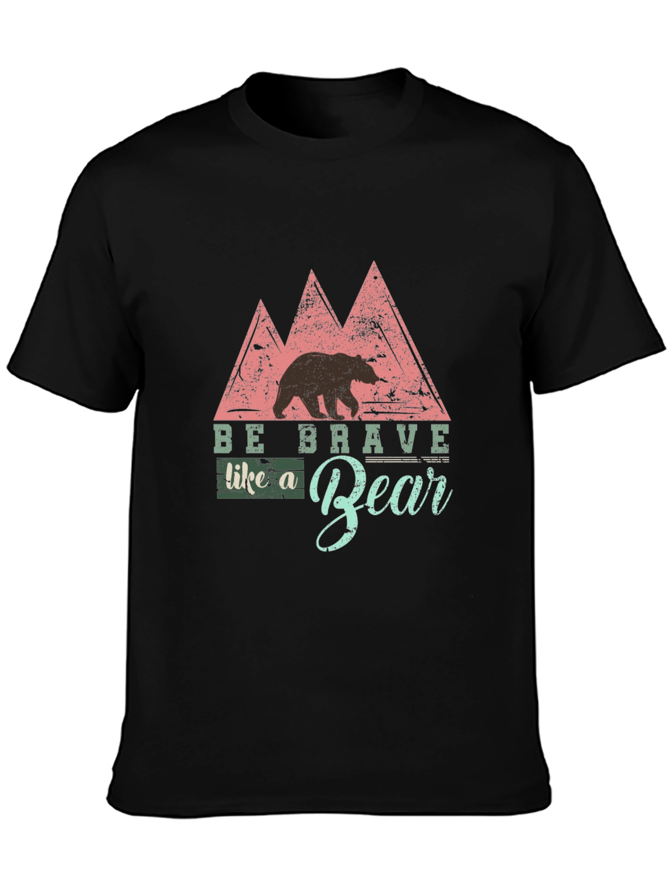 Be Brave Like a Bear Black T-Shirt - Nature Inspired Design