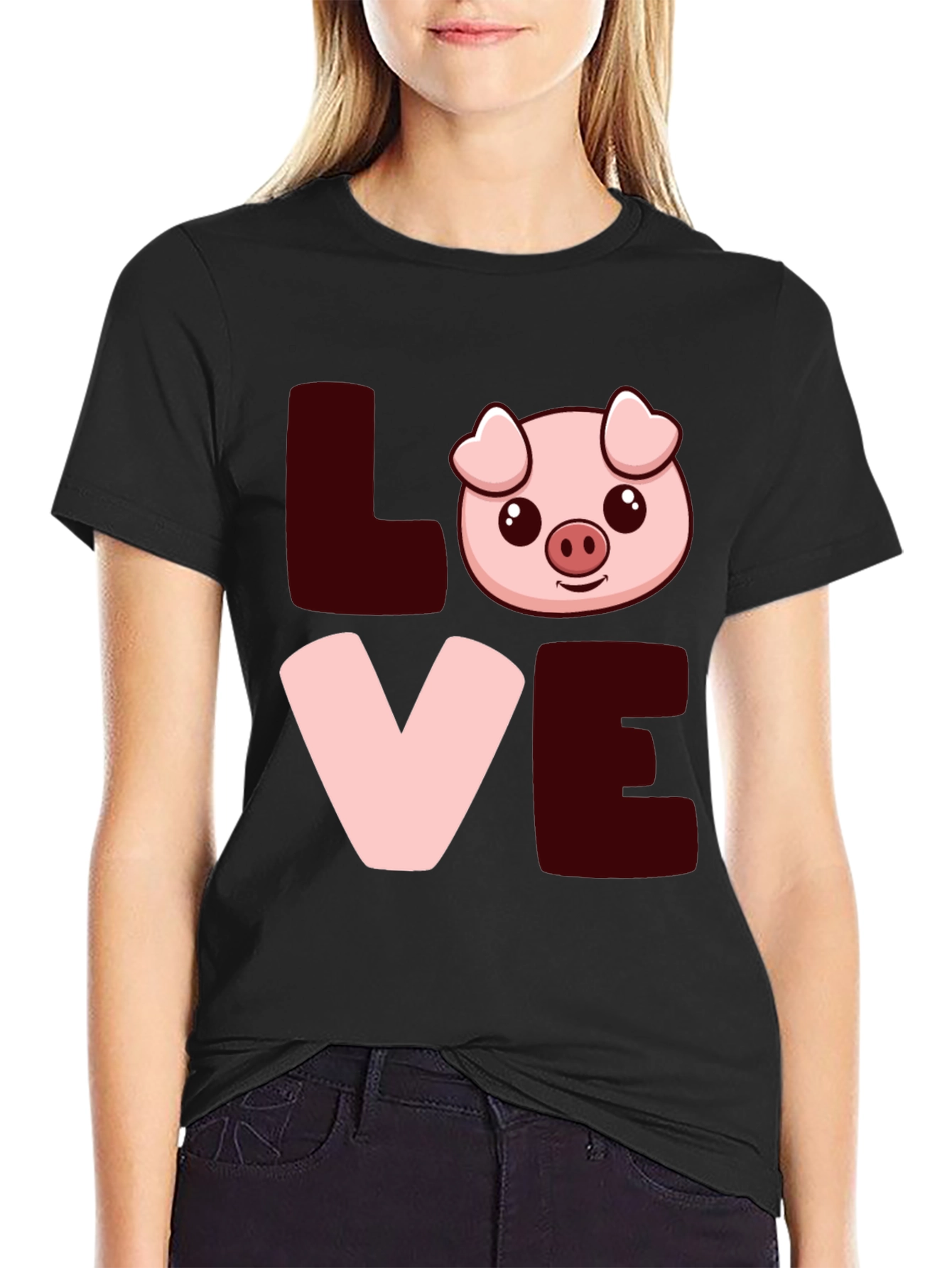 Love Pig T-Shirt - Cute Cartoon Animal Tee