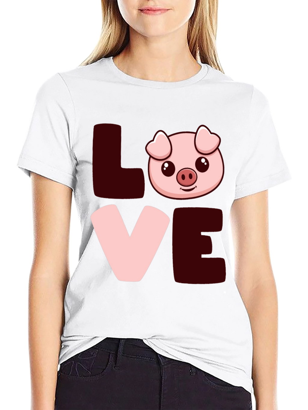 Love Pig T-Shirt - Cute Cartoon Animal Tee