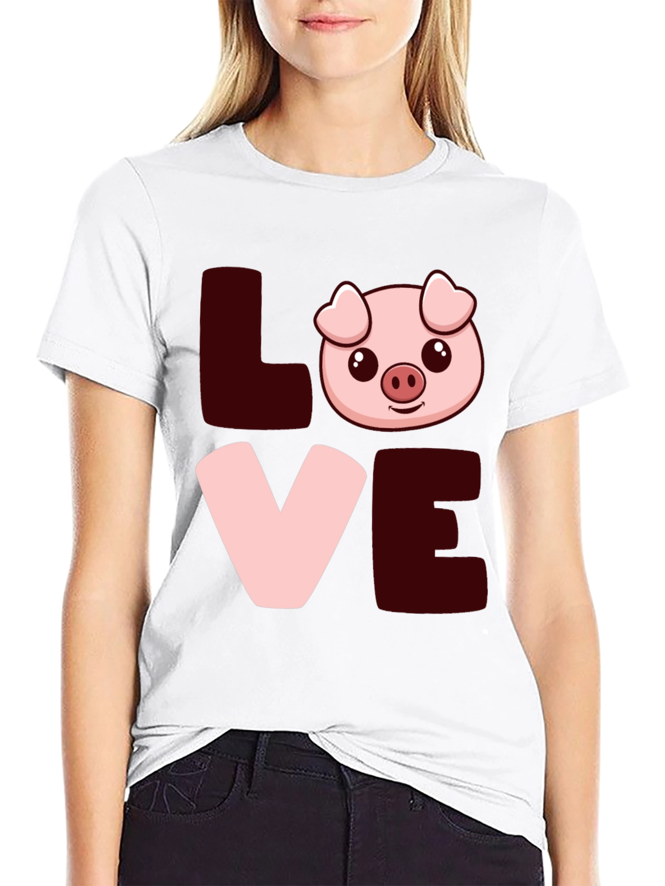 Love Pig T-Shirt - Cute Cartoon Animal Tee
