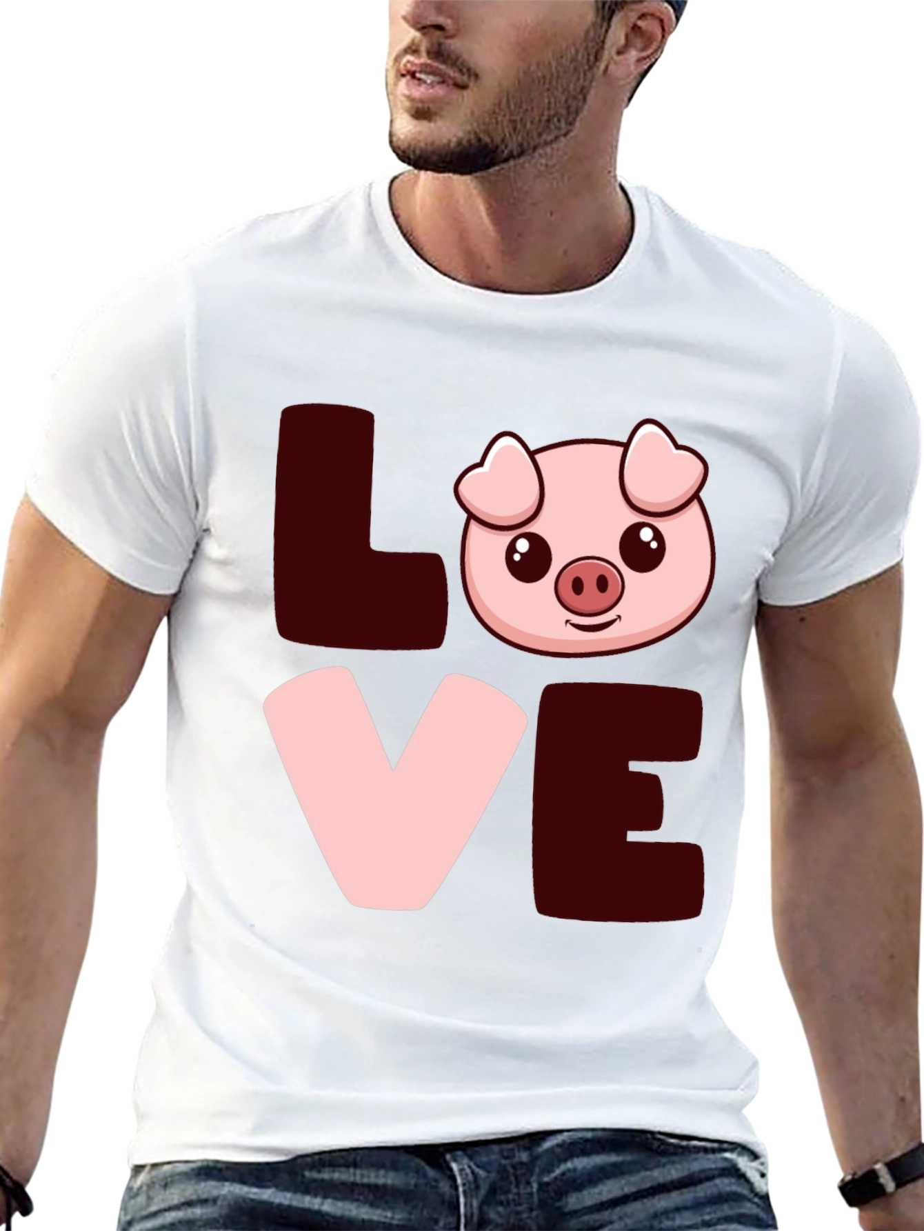 Love Pig T-Shirt - Cute Cartoon Animal Tee