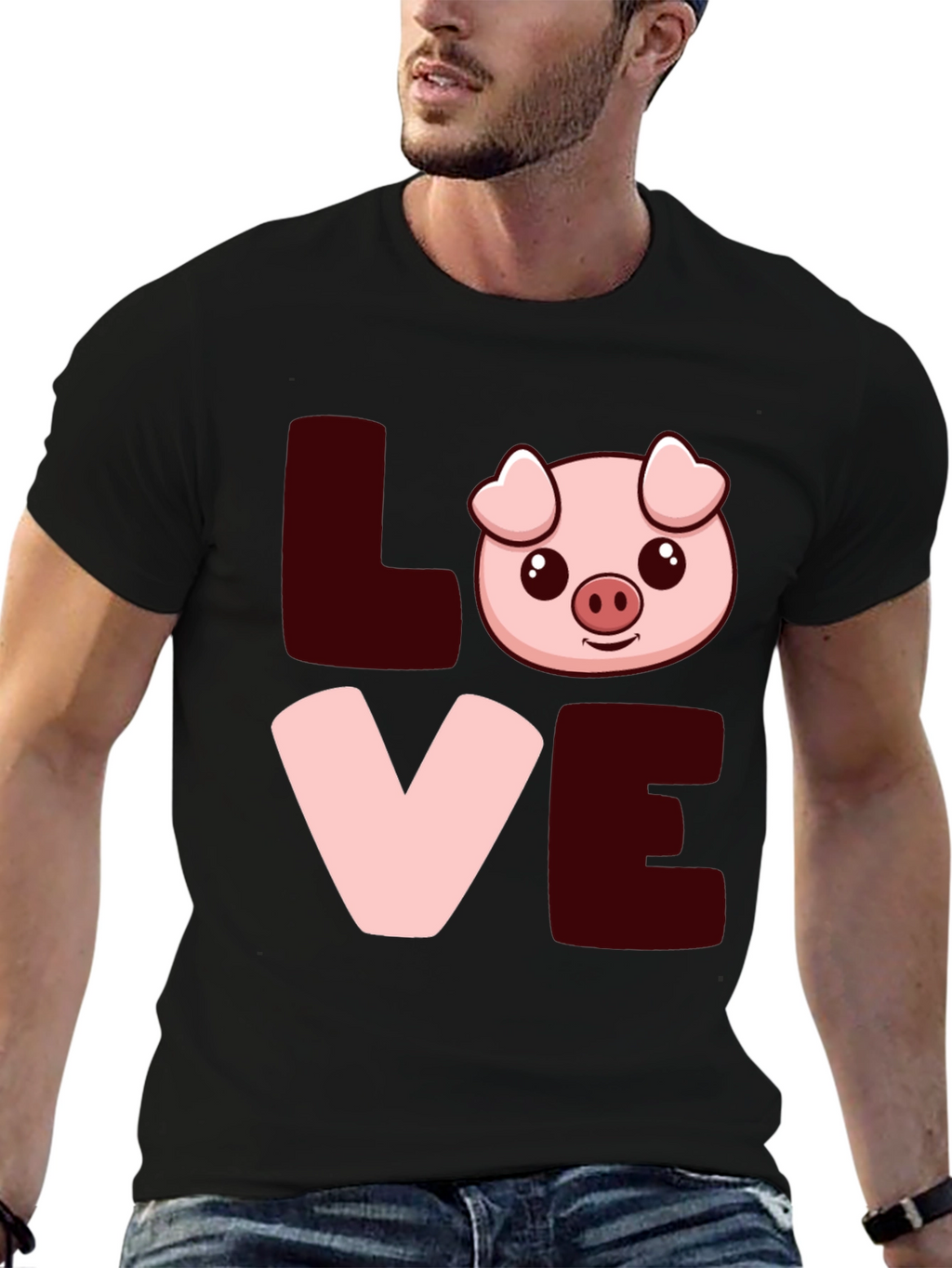 Love Pig T-Shirt - Cute Cartoon Animal Tee