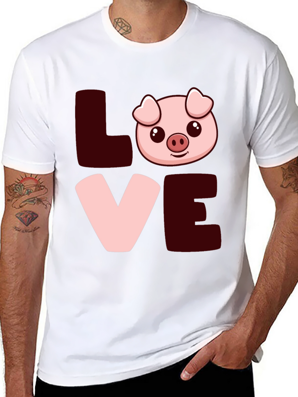 Love Pig T-Shirt - Cute Cartoon Animal Tee