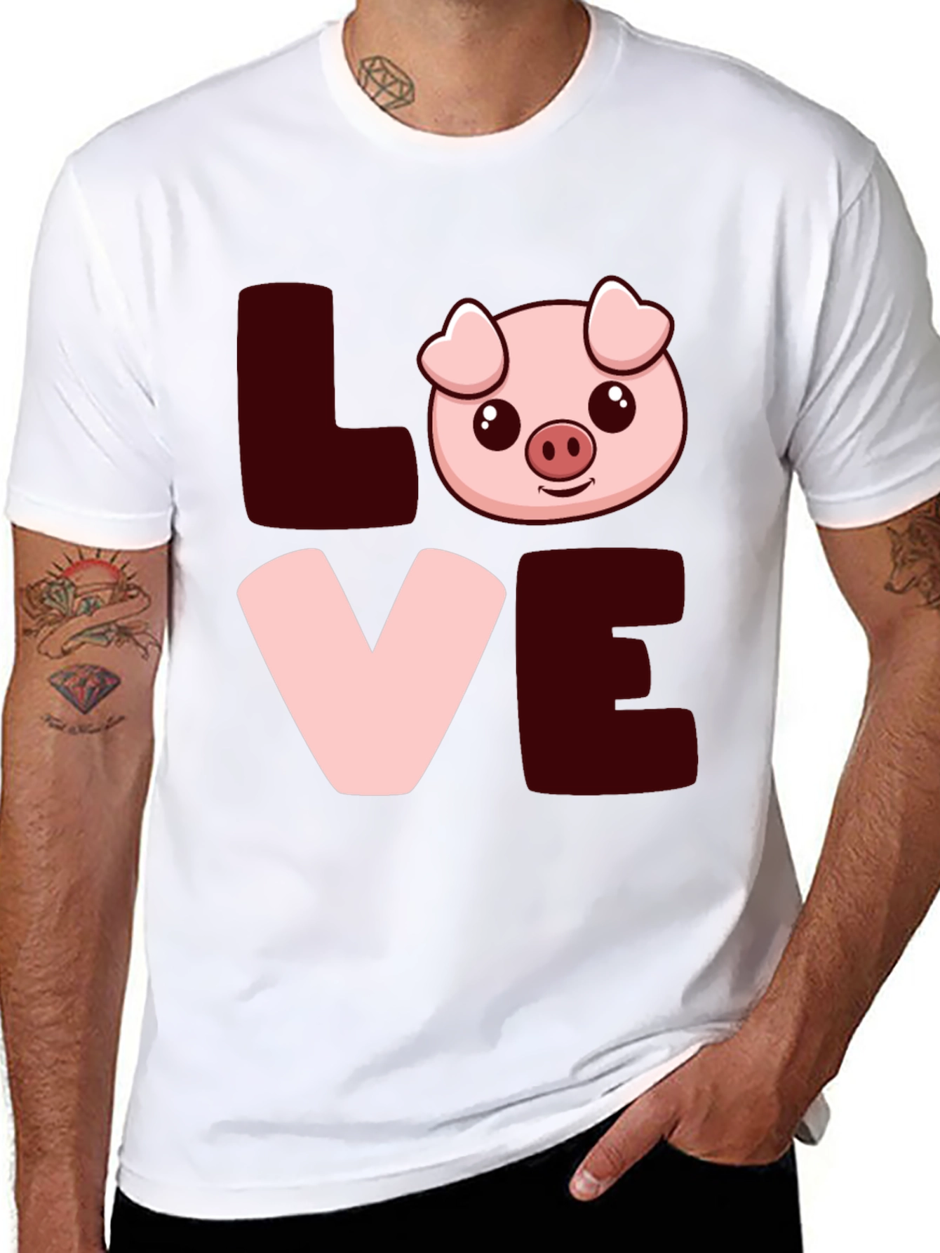 Love Pig T-Shirt - Cute Cartoon Animal Tee