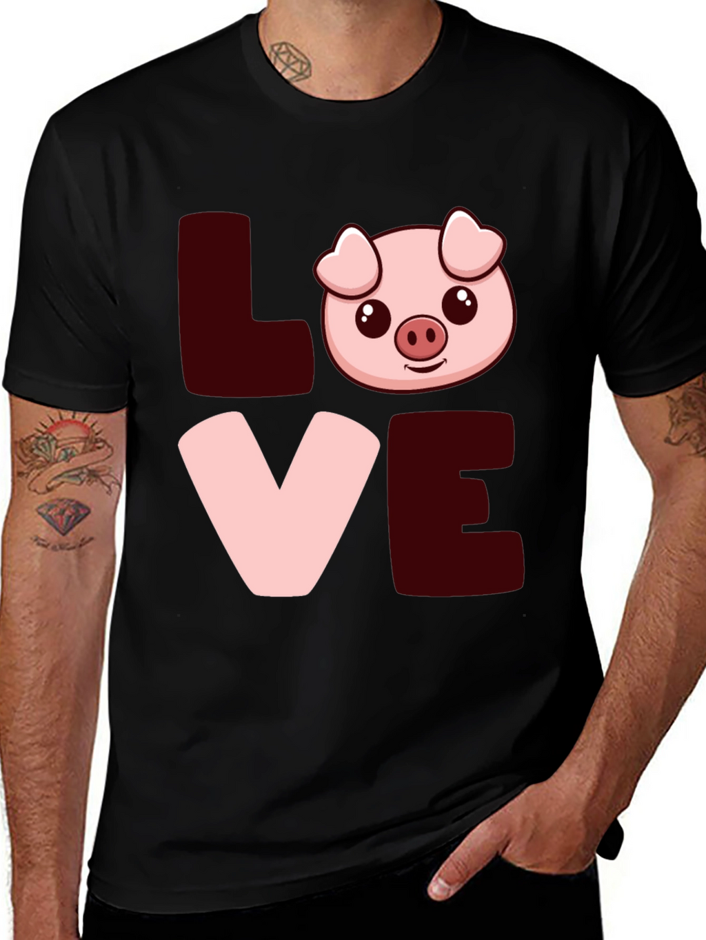 Love Pig T-Shirt - Cute Cartoon Animal Tee