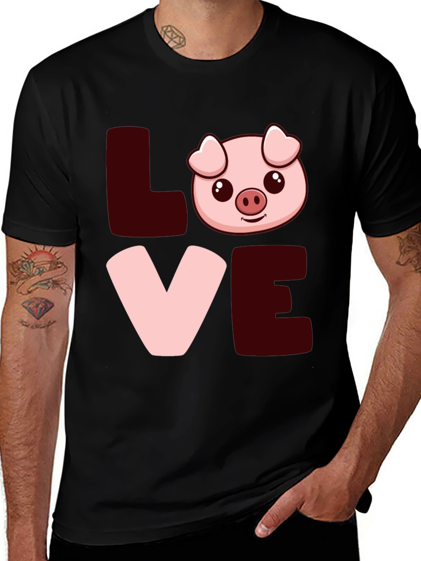 Love Pig T-Shirt - Cute Cartoon Animal Tee