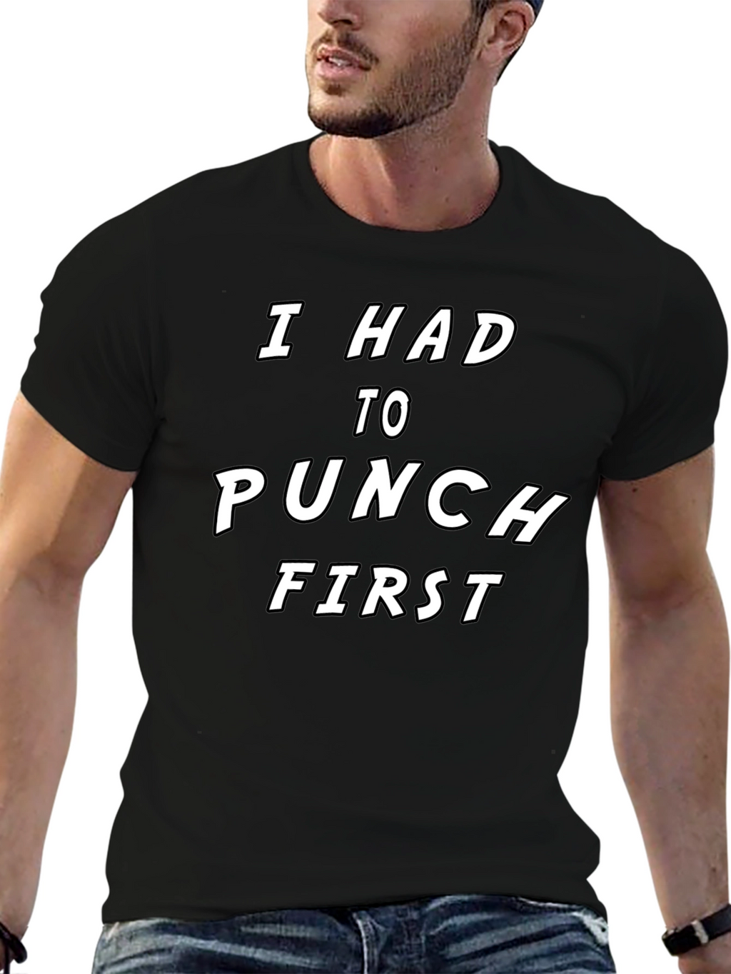 I Had To Punch First Graphic Tee - Black