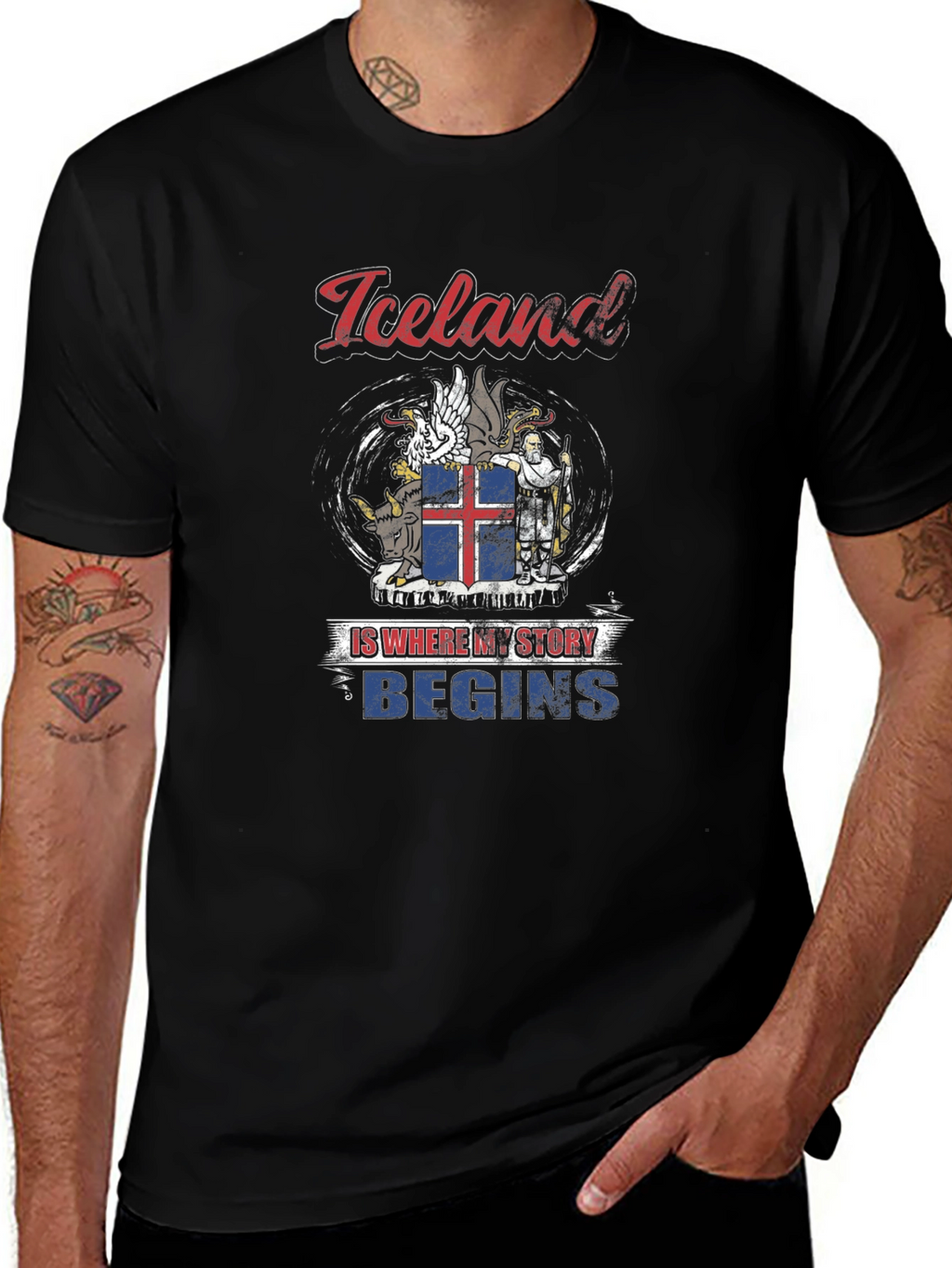 Iceland Story T-Shirt - Black Graphic Tee