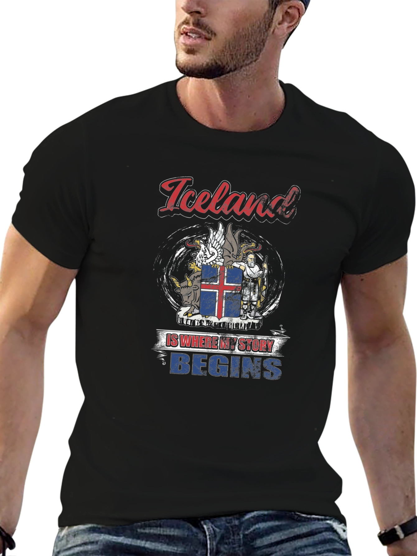 Iceland Story T-Shirt - Black Graphic Tee