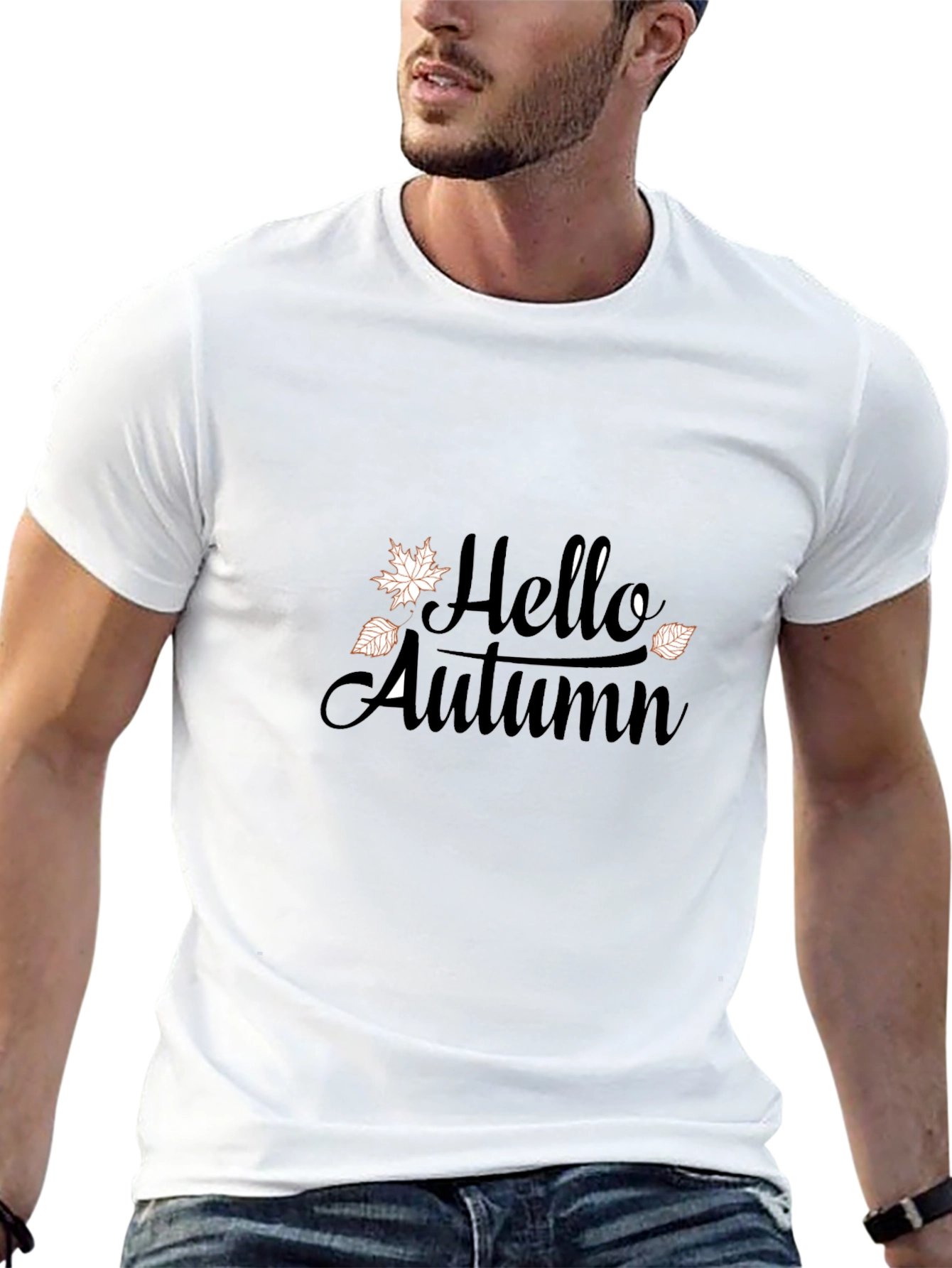 Hello Autumn Graphic Tee - Black Casual T-Shirt