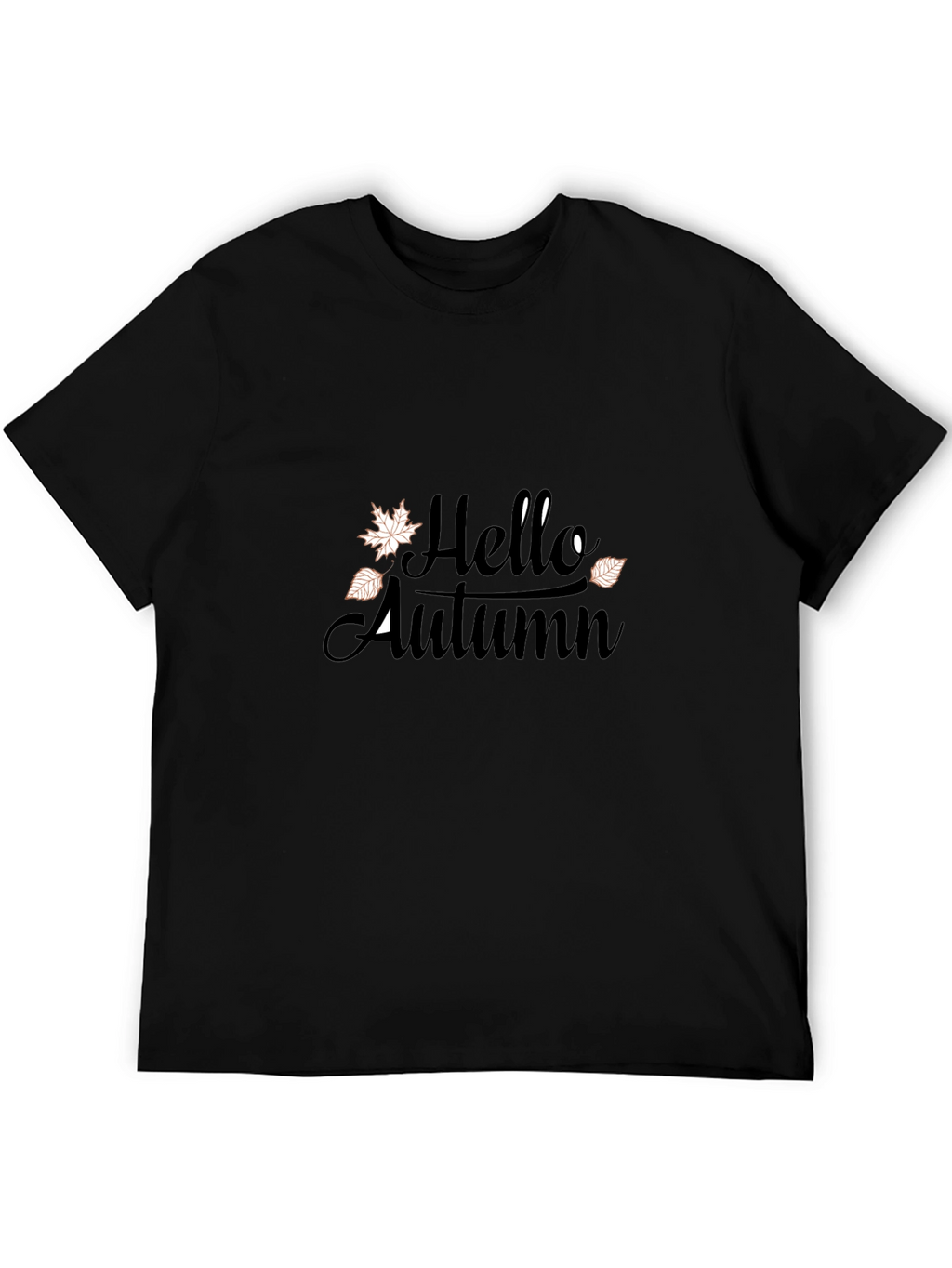 Hello Autumn Graphic Tee - Black Casual T-Shirt