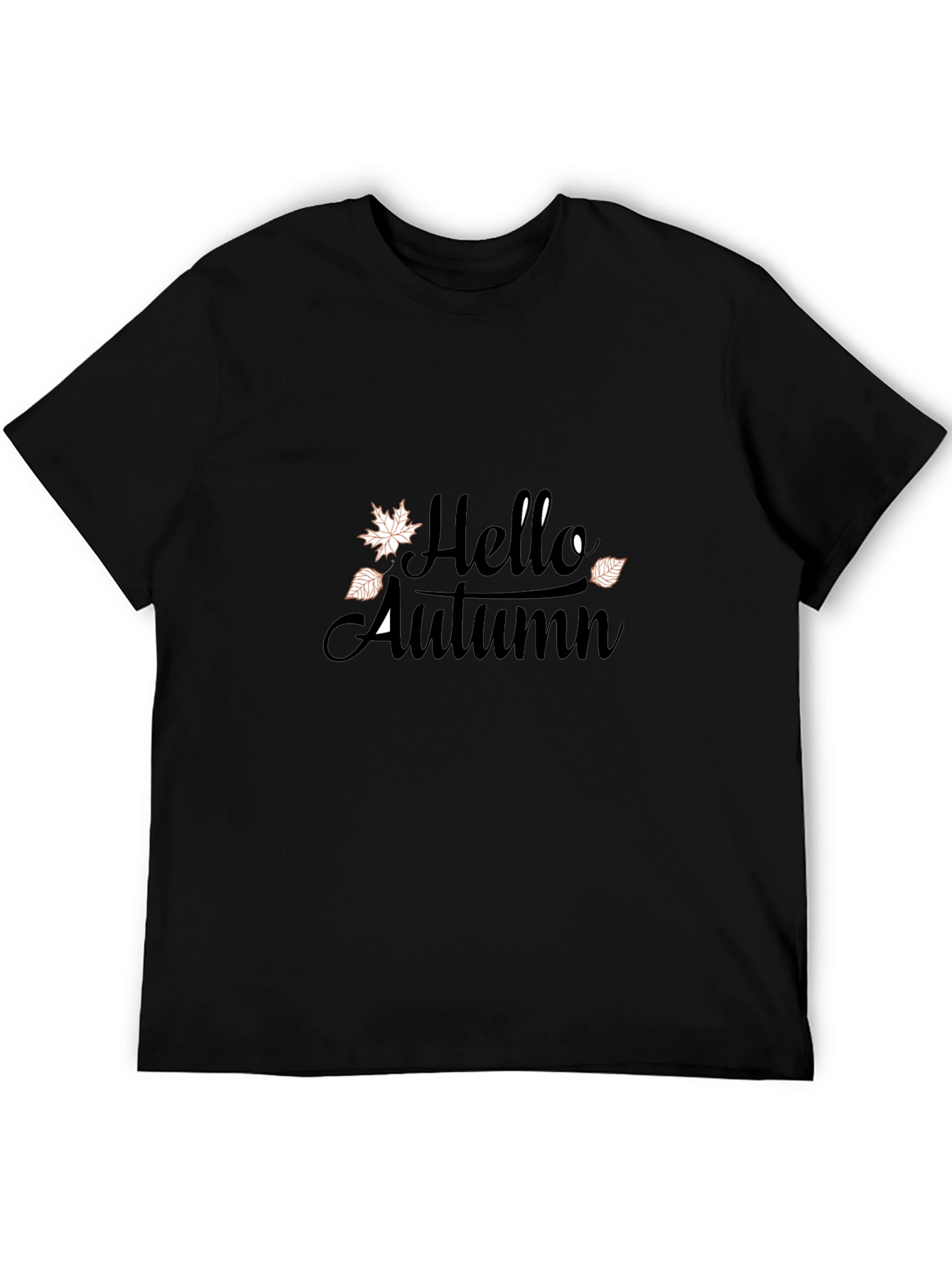 Hello Autumn Graphic Tee - Black Casual T-Shirt