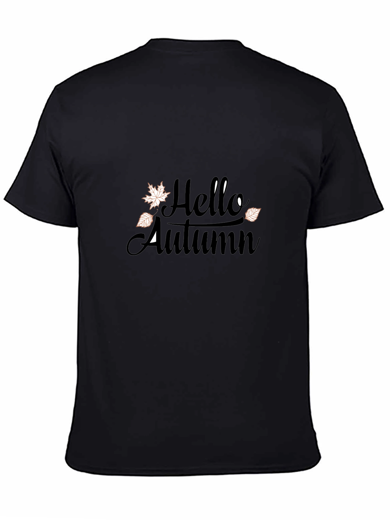 Hello Autumn Graphic Tee - Black Casual T-Shirt