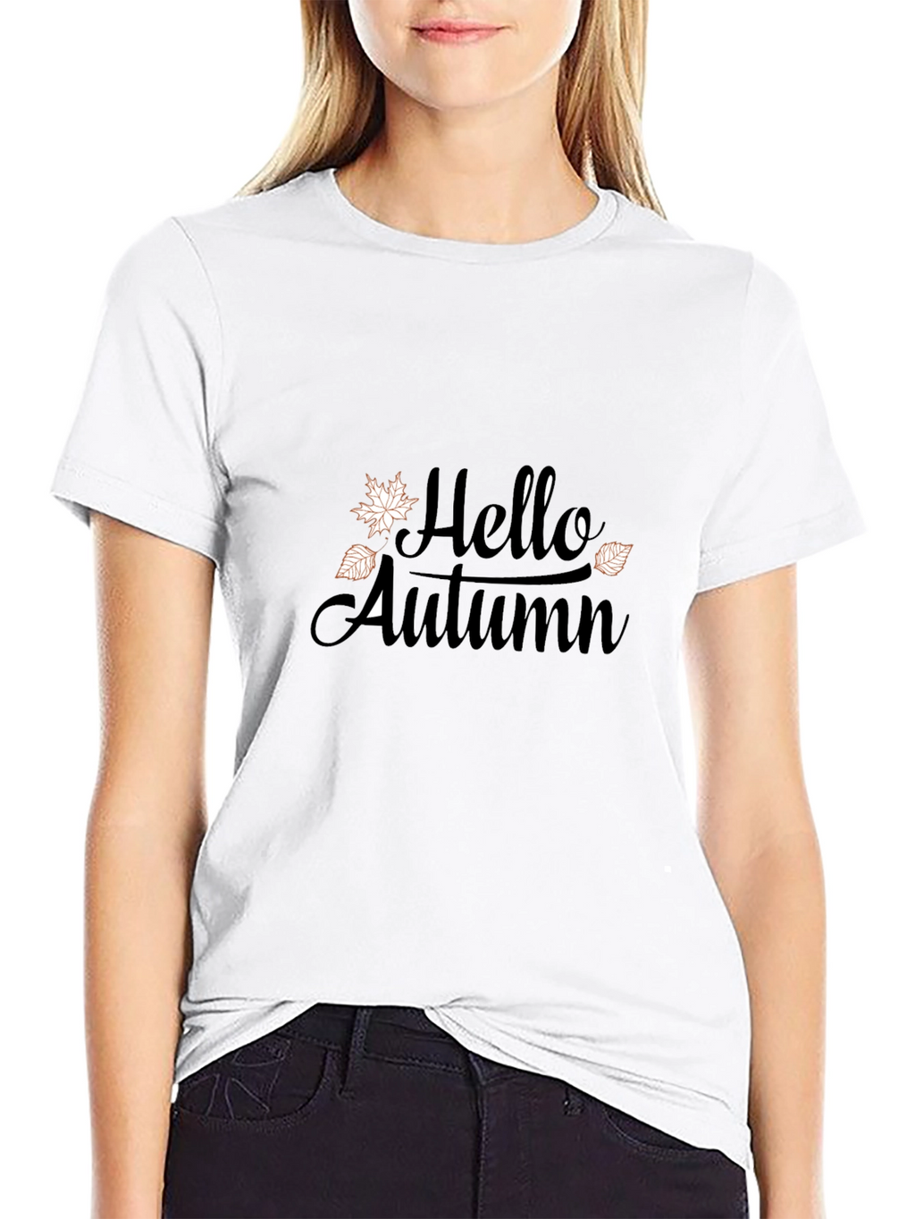 Hello Autumn Graphic Tee - Black Casual T-Shirt
