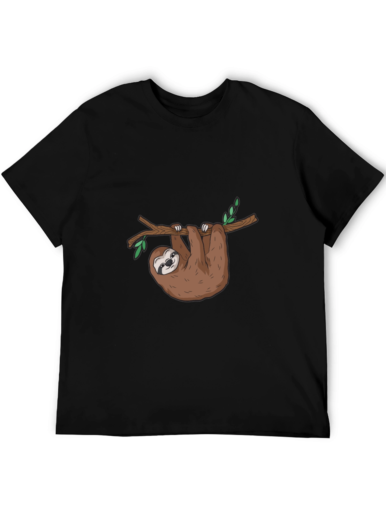 Sloth Graphic T-Shirt - Cute Cartoon Sloth Hanging On Tree