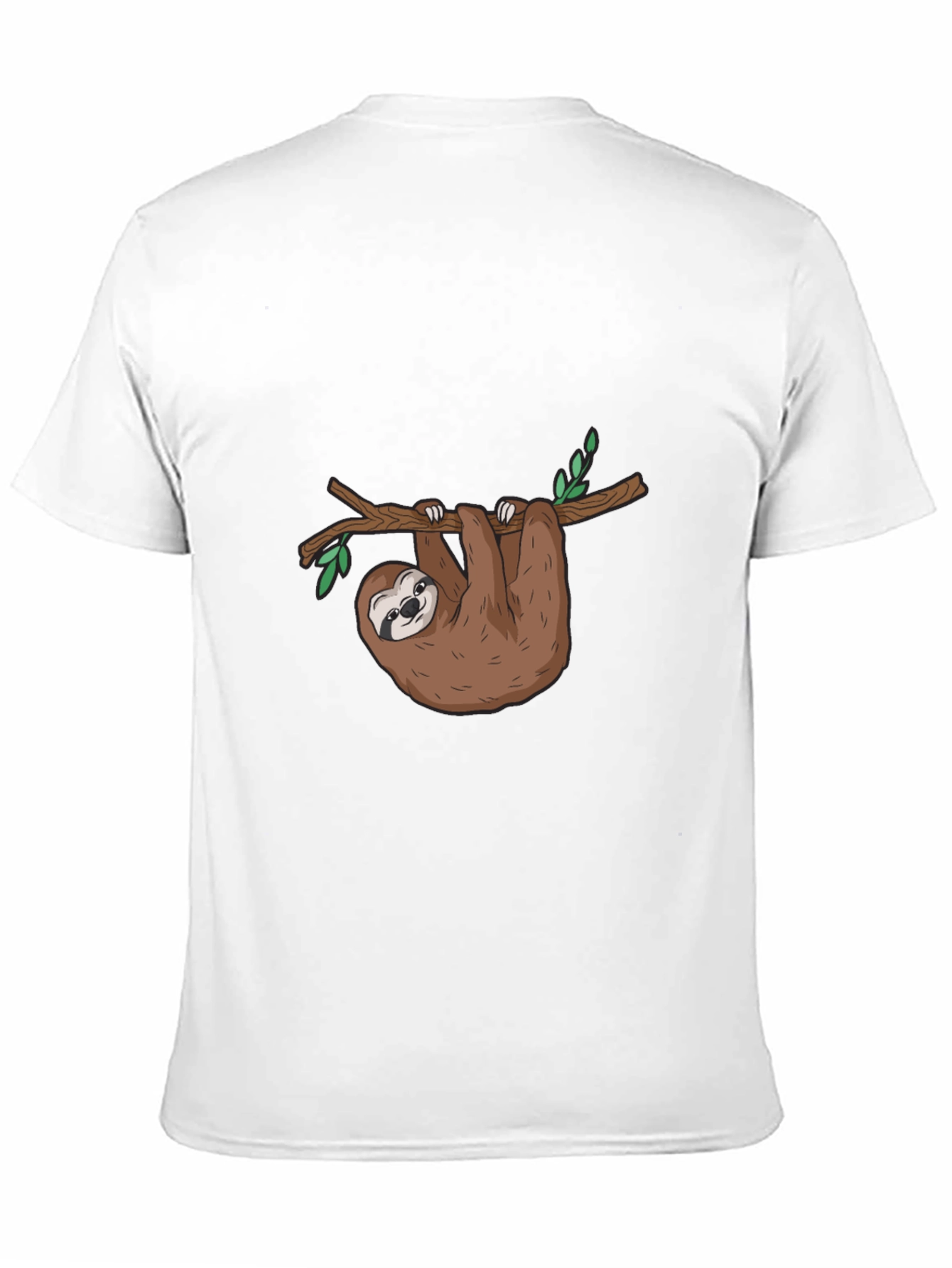 Sloth Graphic T-Shirt - Cute Cartoon Sloth Hanging On Tree