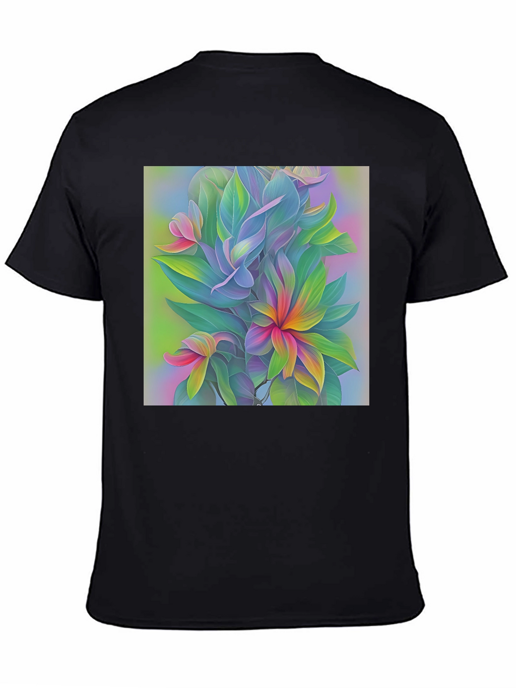 Floral Art Print Black T-Shirt