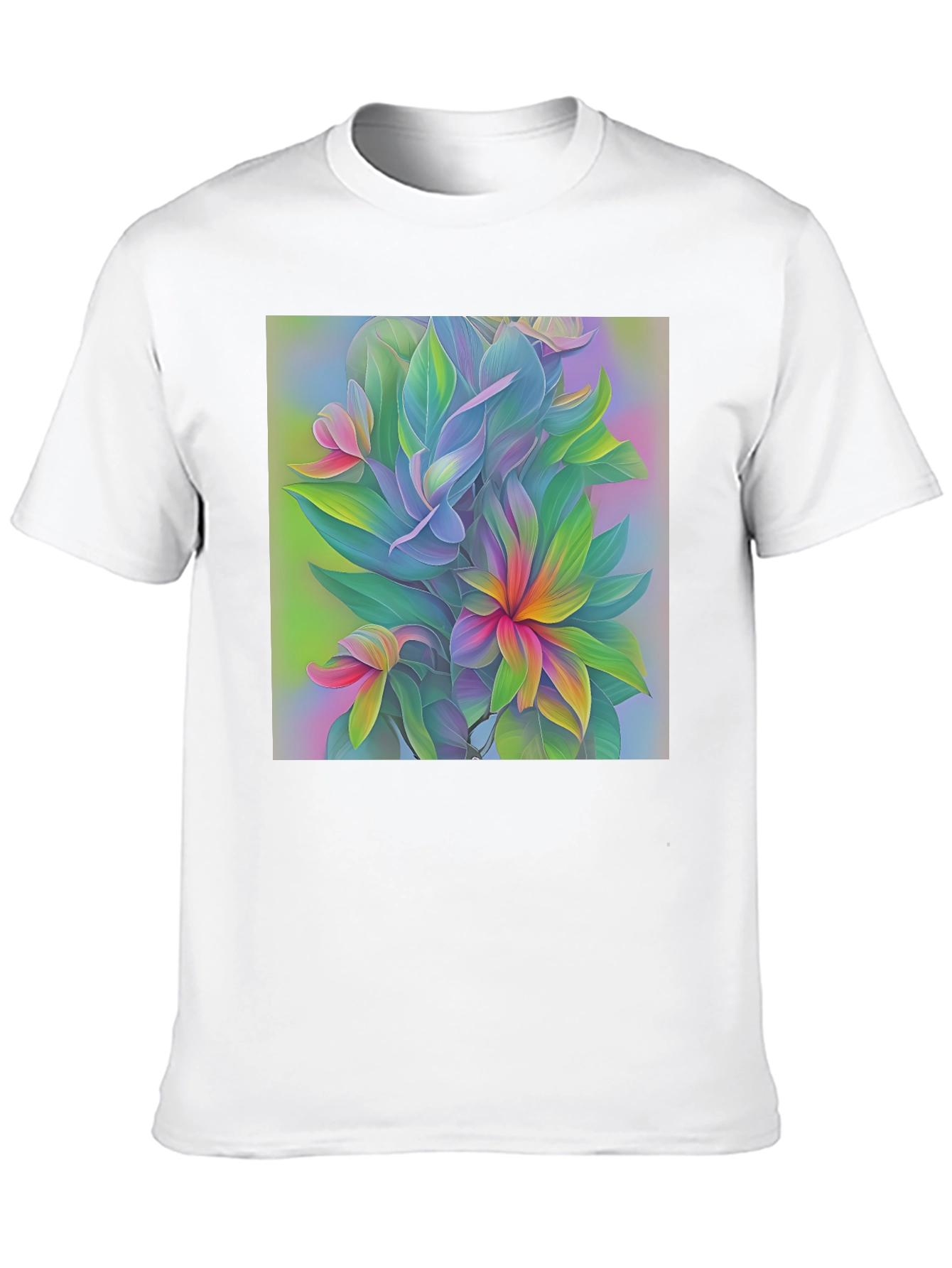 Floral Art Print Black T-Shirt