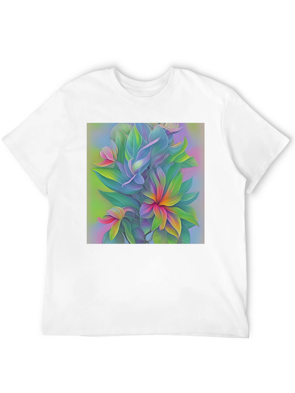 Floral Art Print Black T-Shirt