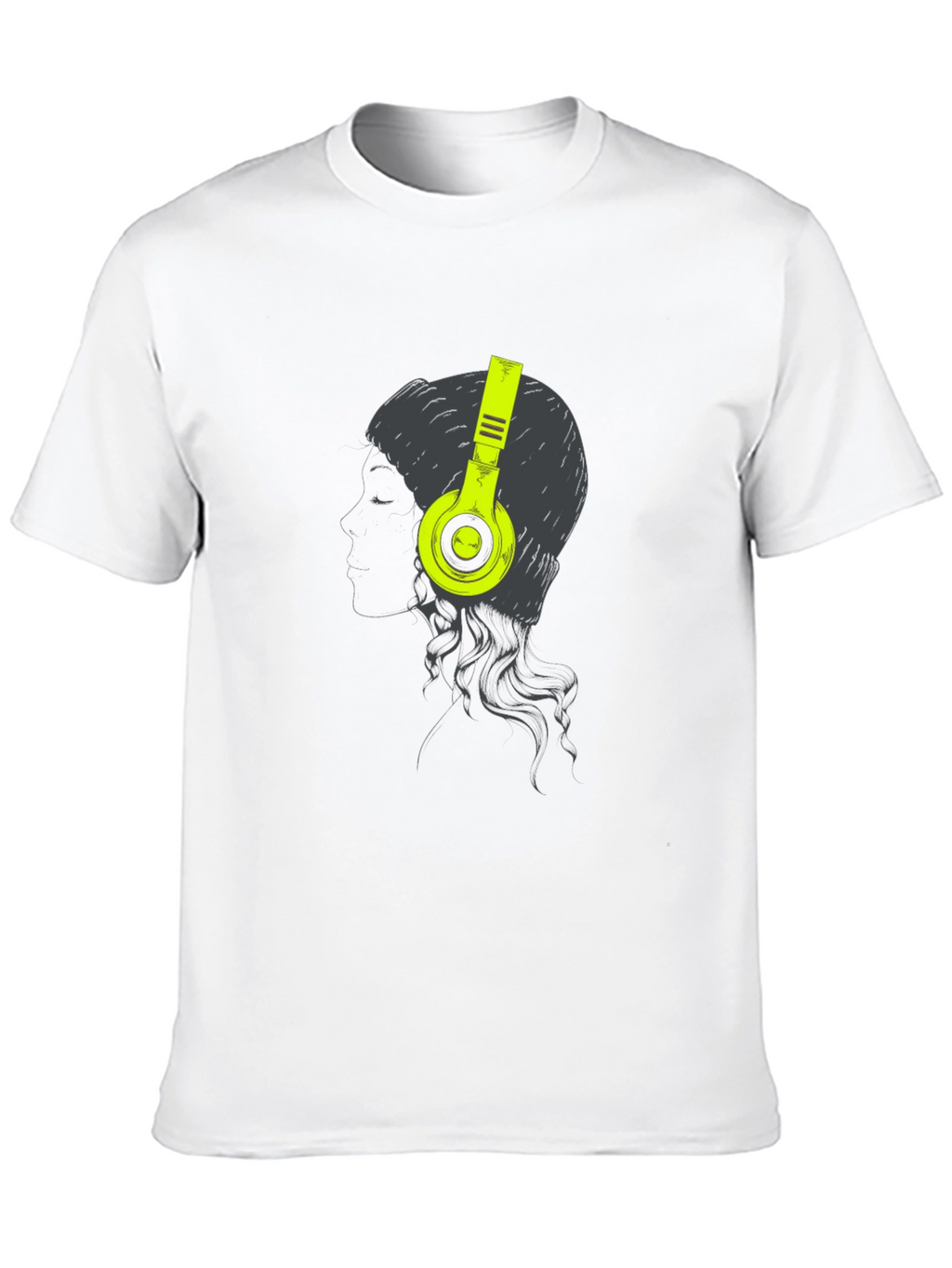 Headphone Graphic Tee - Black Cotton T-Shirt