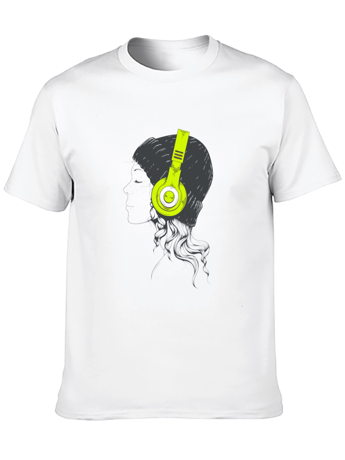 Headphone Graphic Tee - Black Cotton T-Shirt