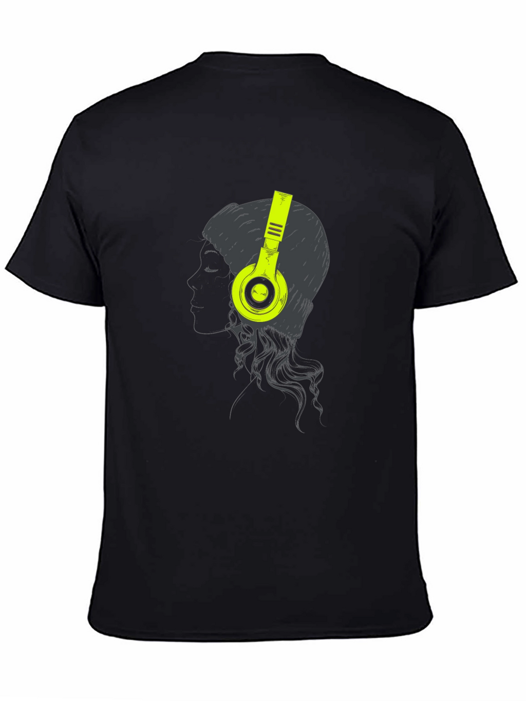 Headphone Graphic Tee - Black Cotton T-Shirt