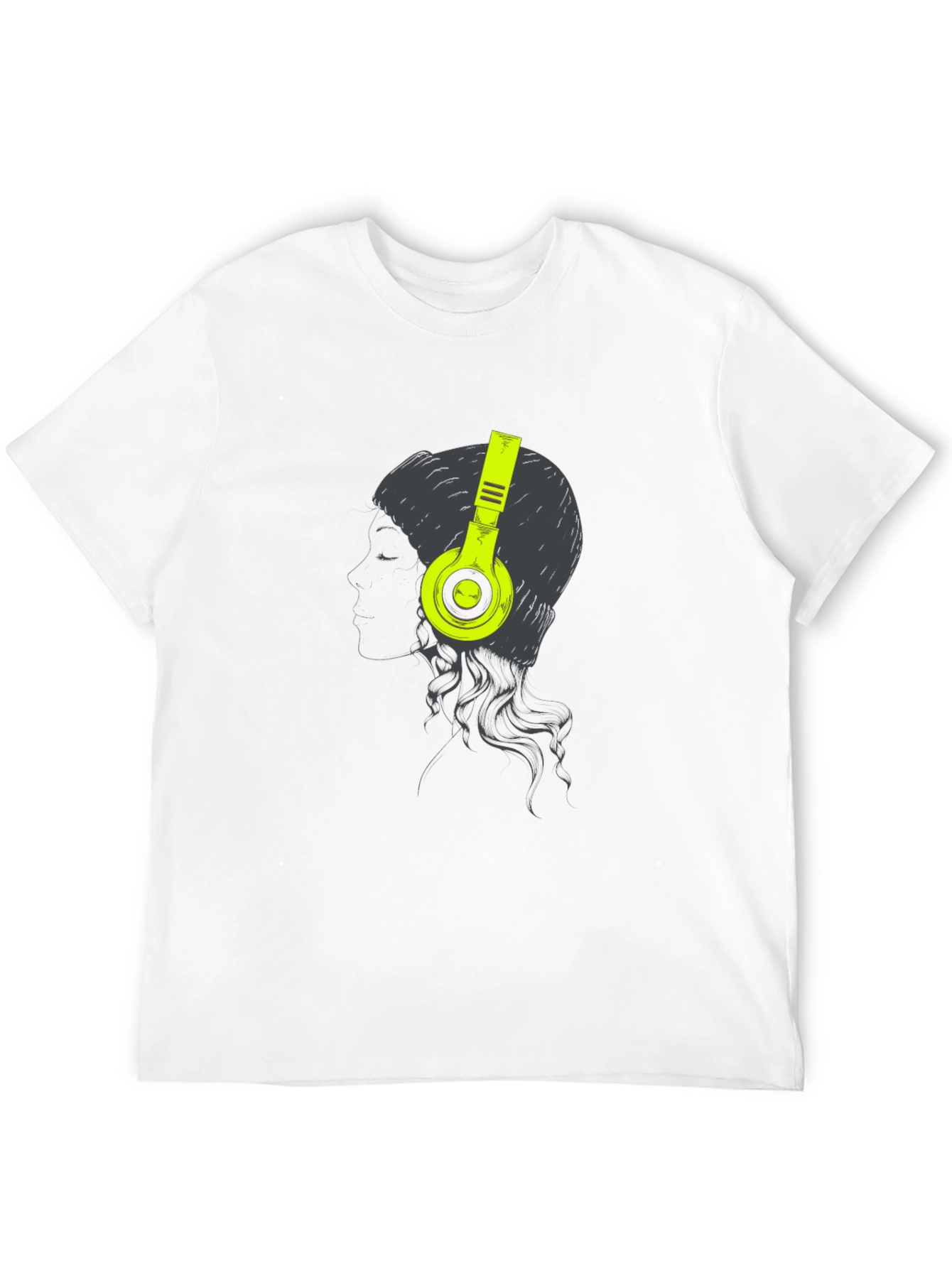Headphone Graphic Tee - Black Cotton T-Shirt