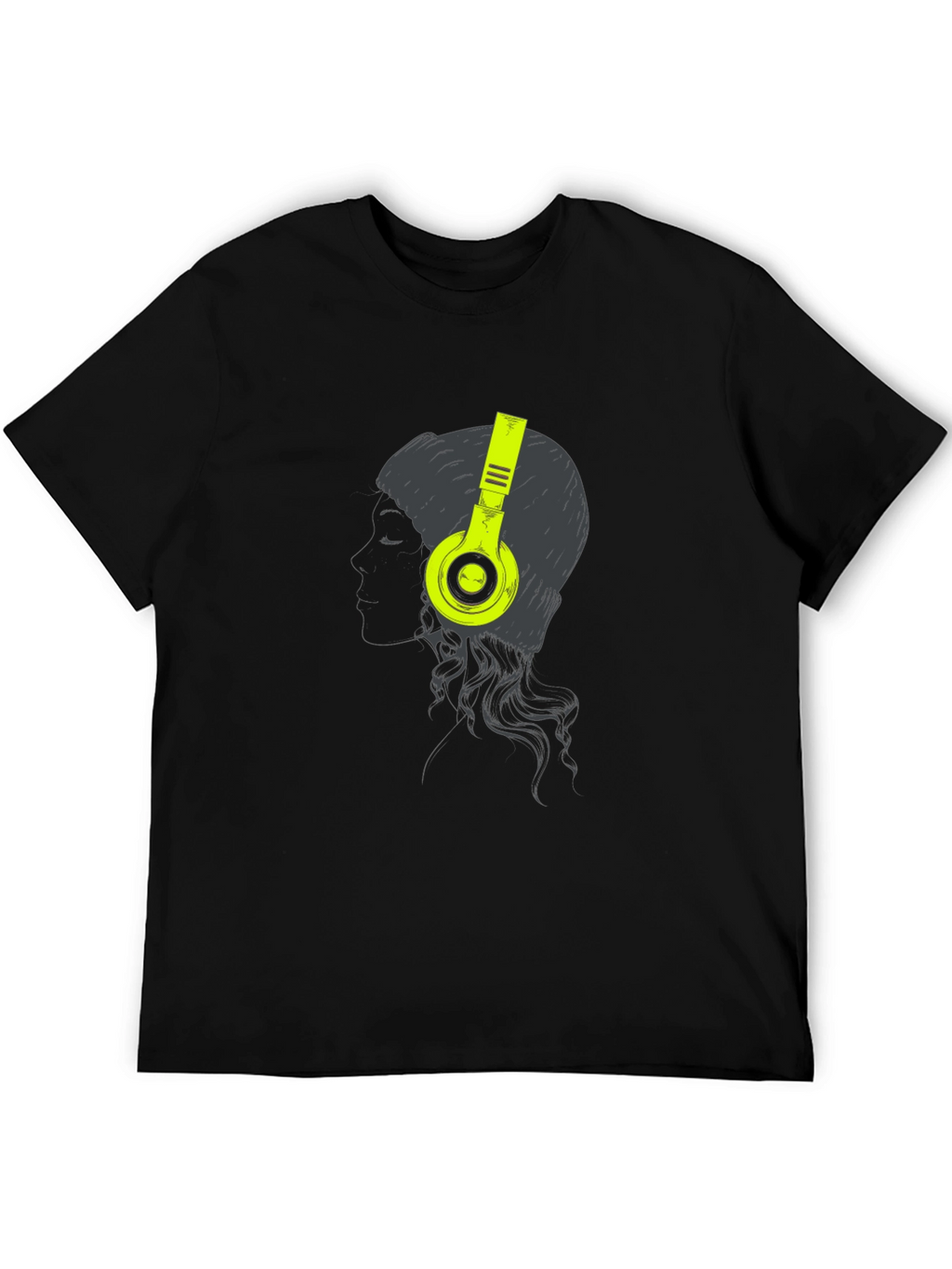 Headphone Graphic Tee - Black Cotton T-Shirt