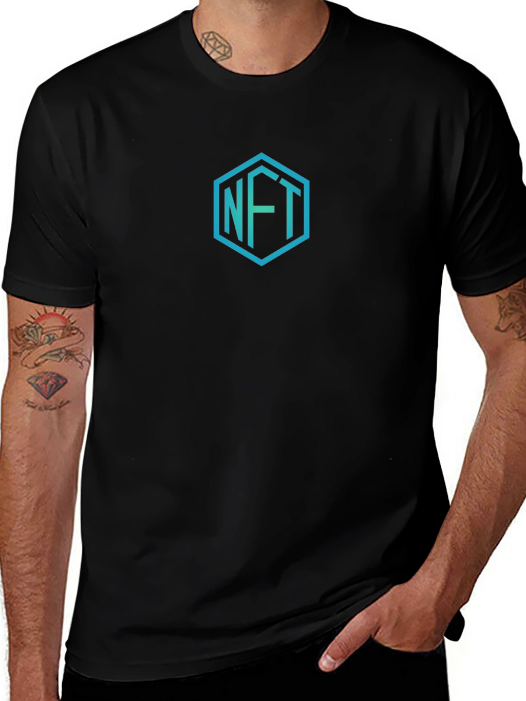 NFT Hexagon Graphic T-Shirt - Stylish Crypto Art Tee