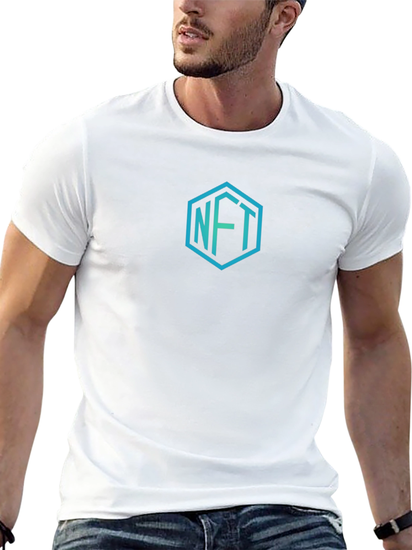 NFT Hexagon Graphic T-Shirt - Stylish Crypto Art Tee