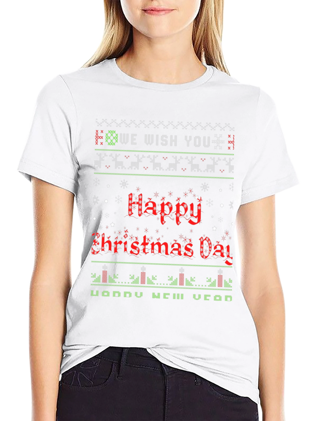 Ugly Christmas Sweater Style Holiday T-Shirt