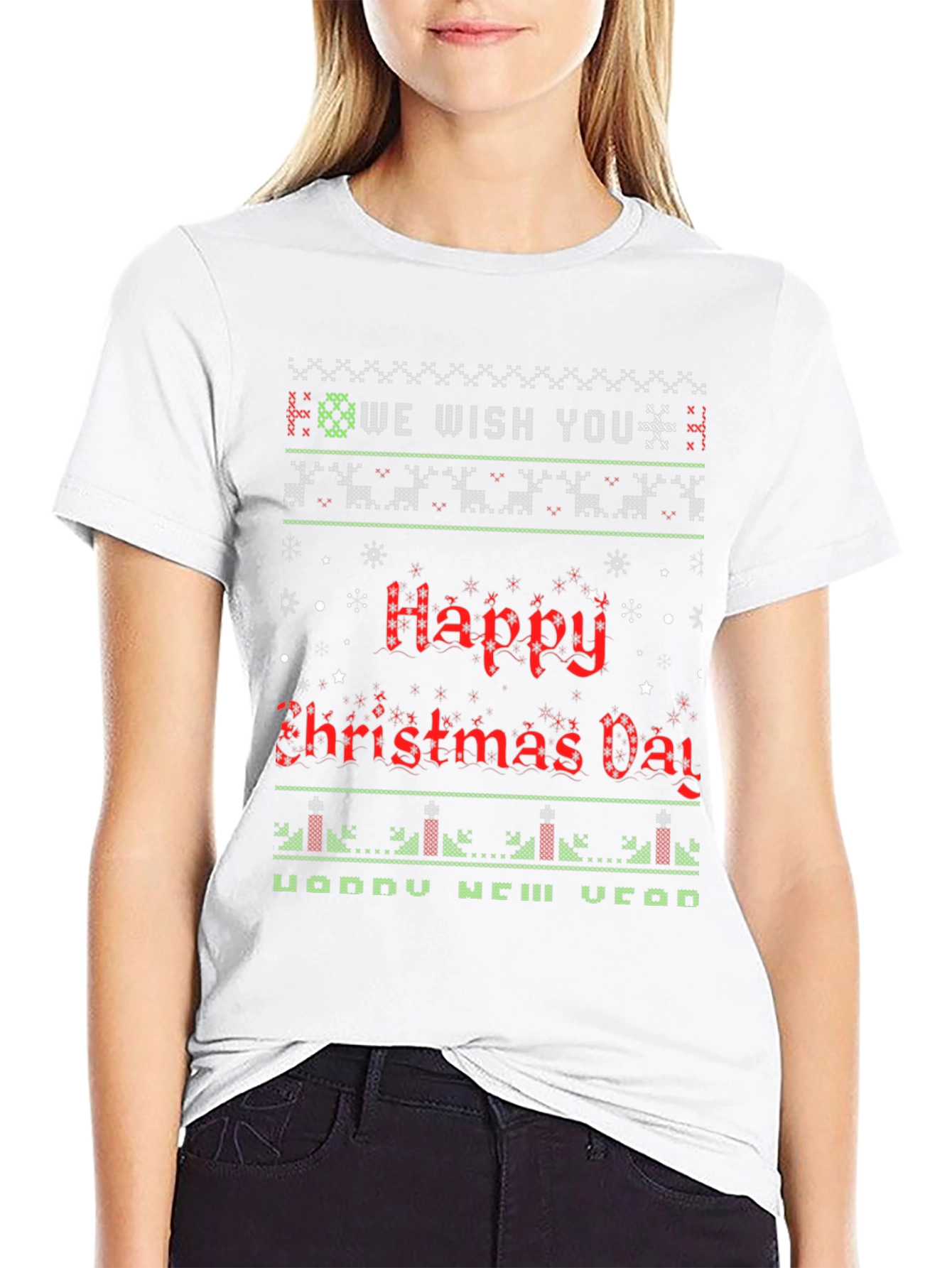 Ugly Christmas Sweater Style Holiday T-Shirt