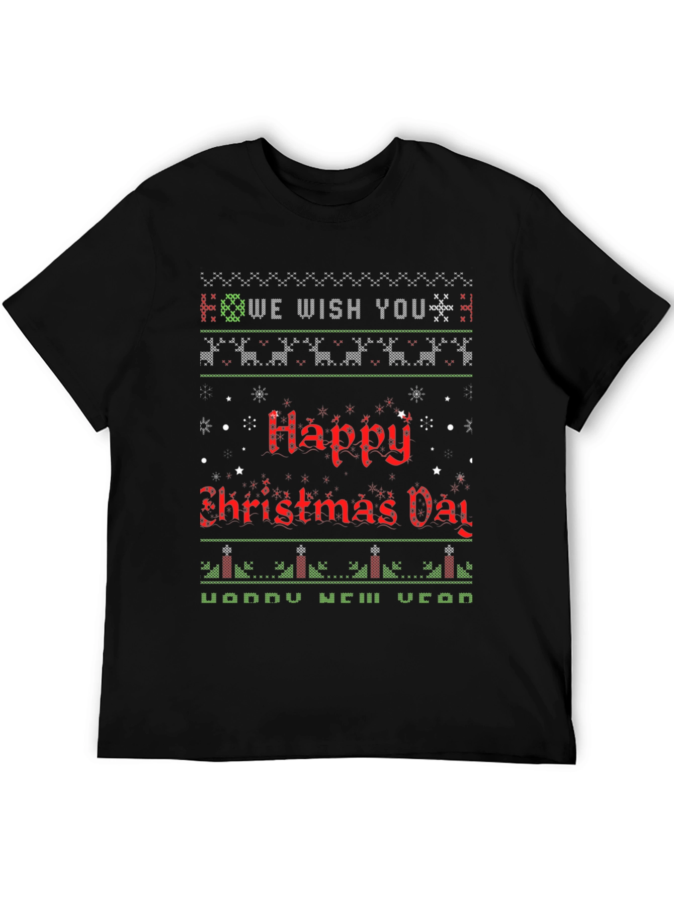Ugly Christmas Sweater Style Holiday T-Shirt