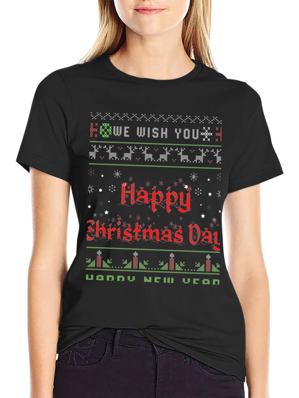 Ugly Christmas Sweater Style Holiday T-Shirt