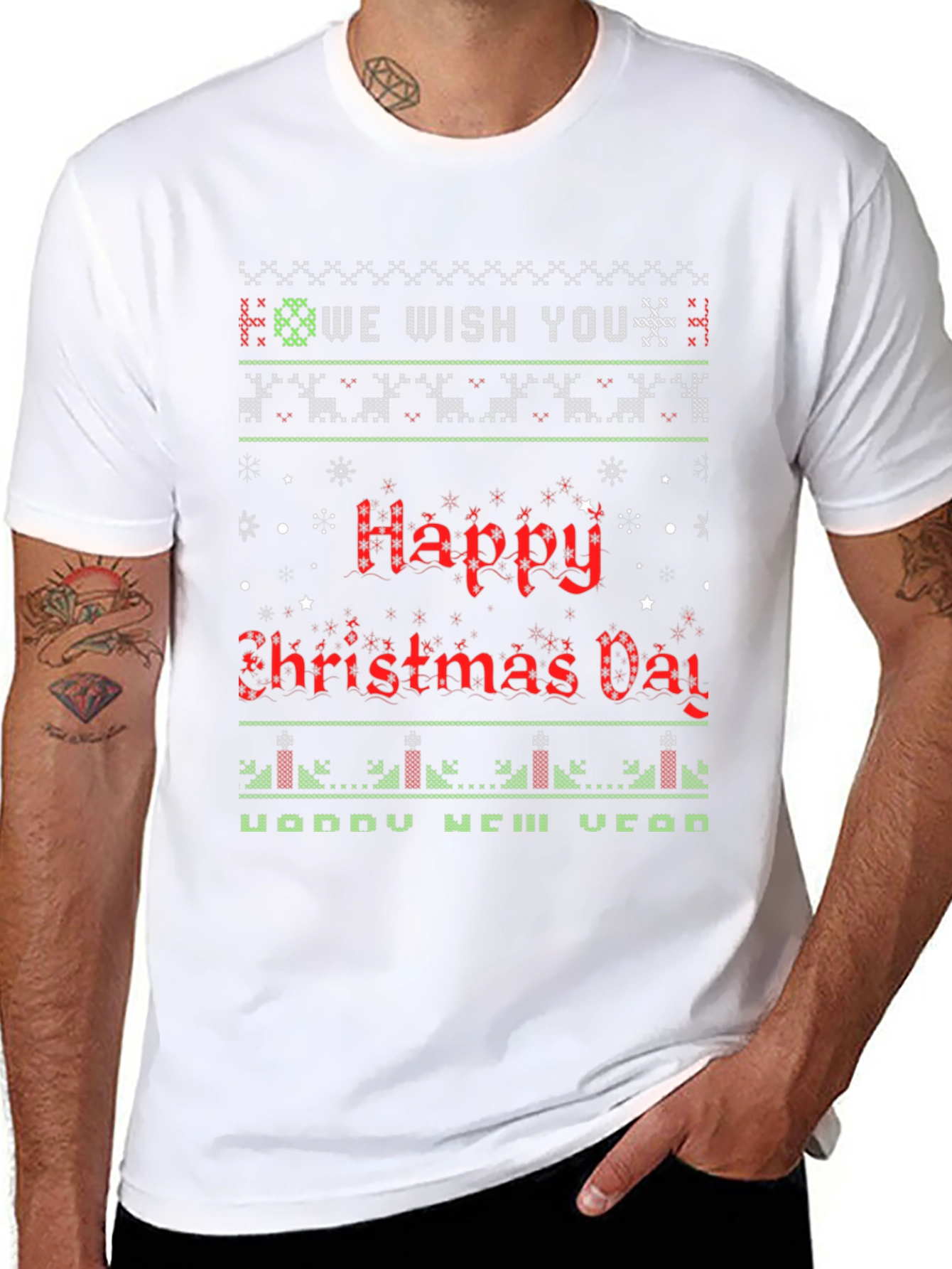 Ugly Christmas Sweater Style Holiday T-Shirt