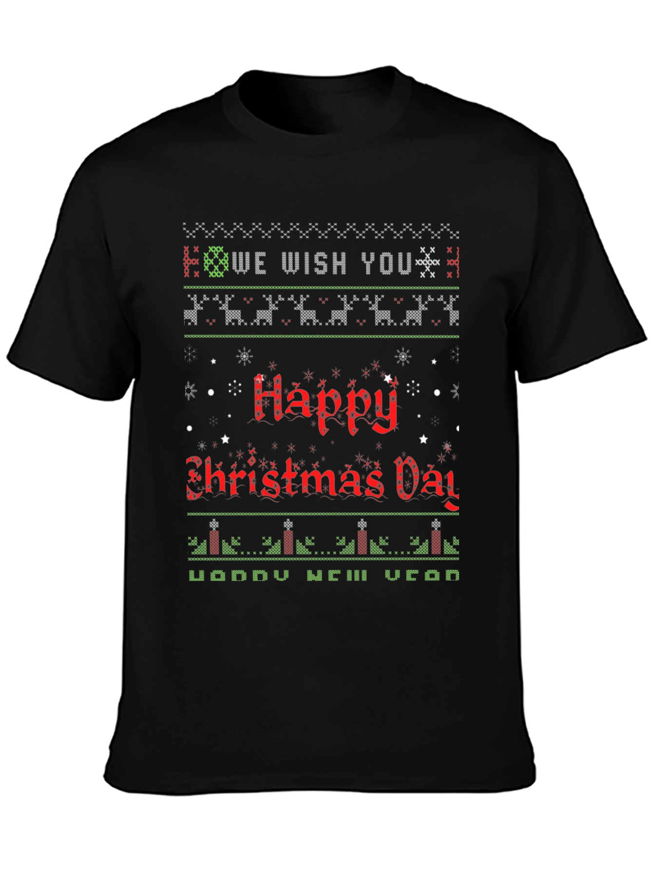 Ugly Christmas Sweater Style Holiday T-Shirt