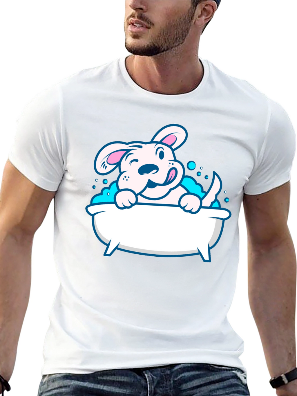 Cute Dog in Tub Graphic Tee