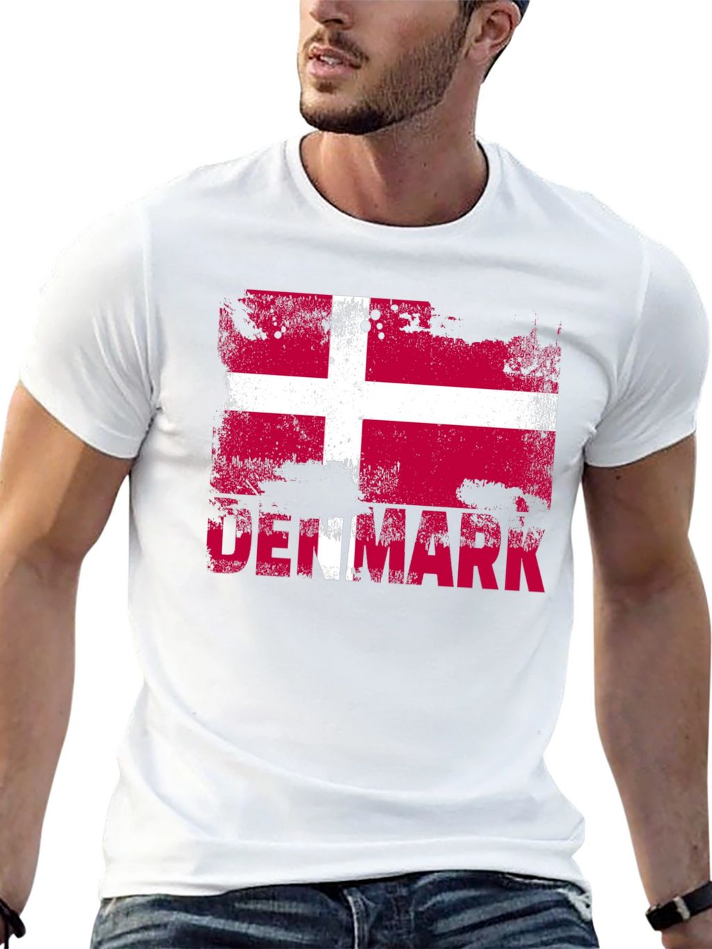 Denmark Flag T-Shirt - Distressed Design