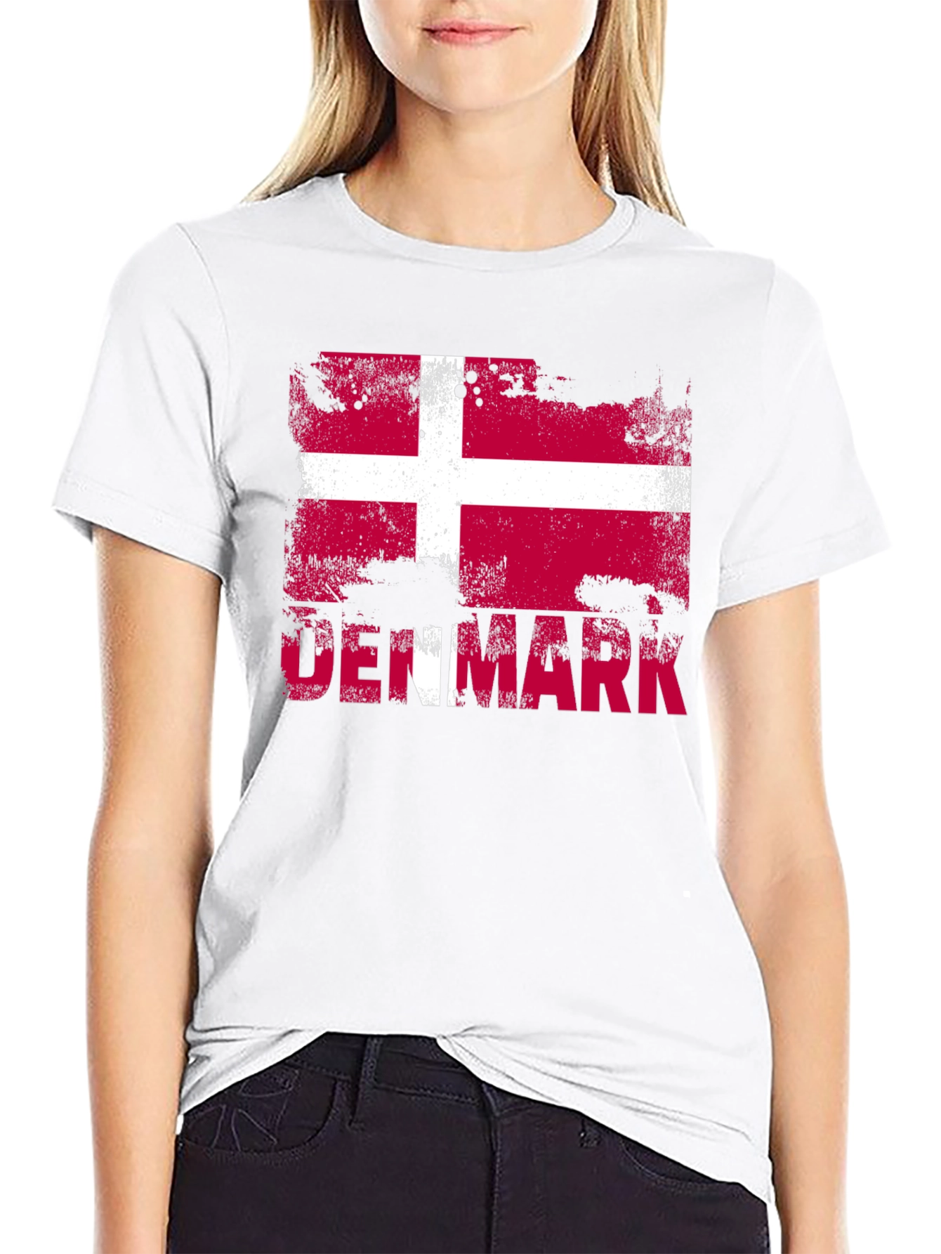 Denmark Flag T-Shirt - Distressed Design