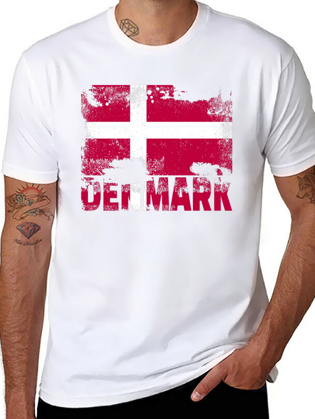 Denmark Flag T-Shirt - Distressed Design