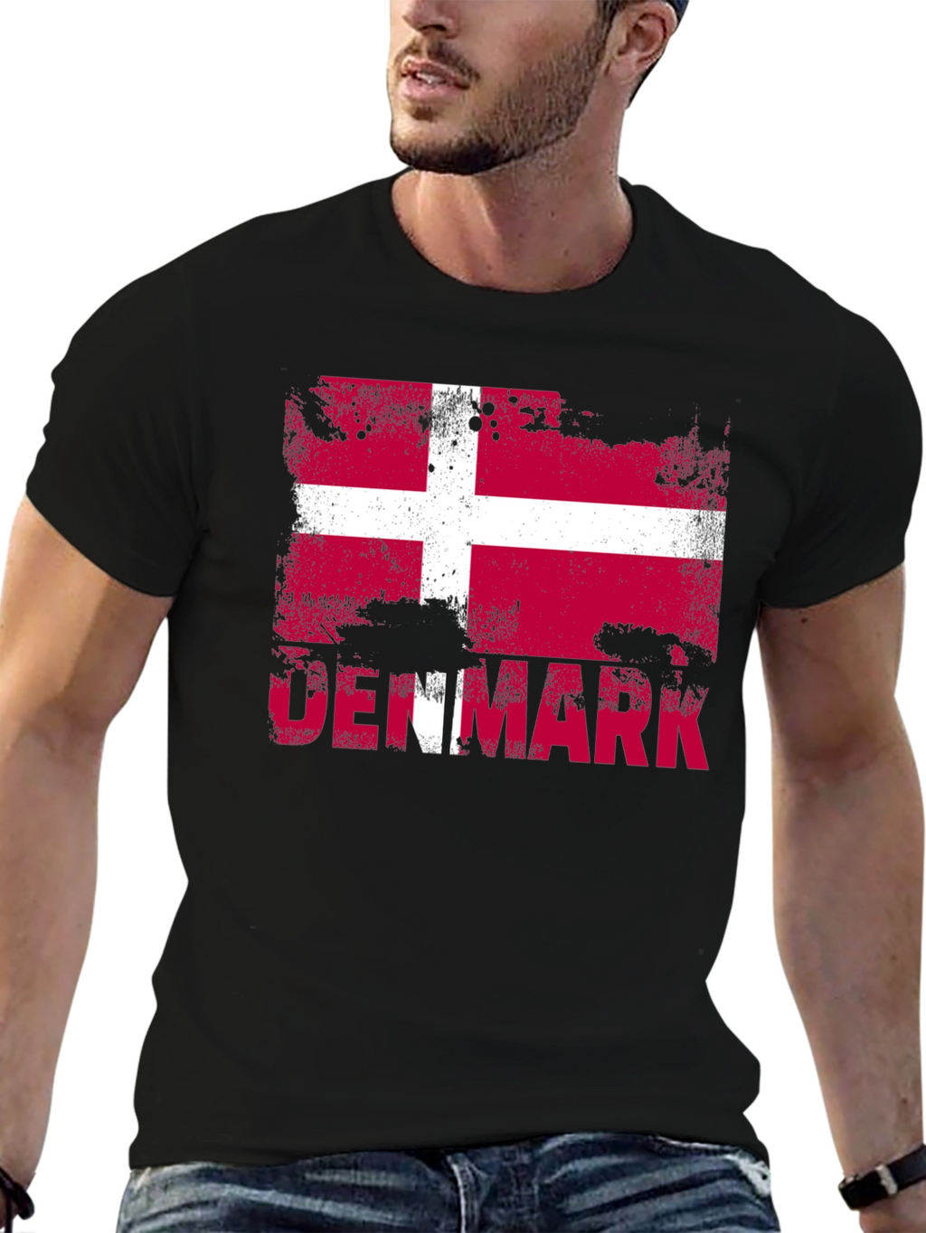 Denmark Flag T-Shirt - Distressed Design
