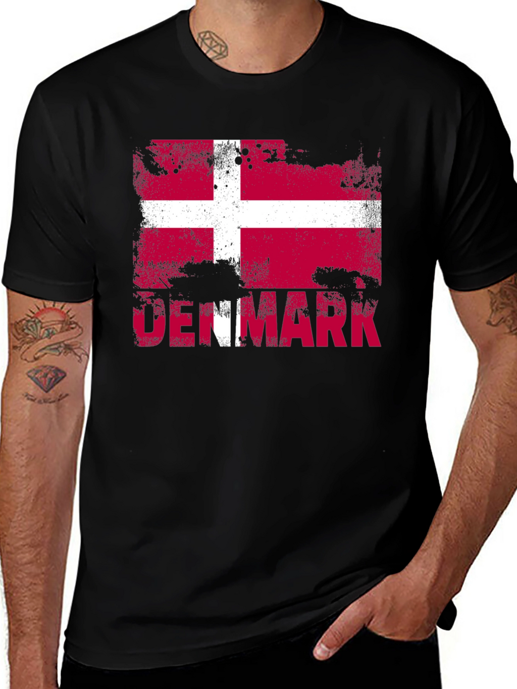 Denmark Flag T-Shirt - Distressed Design