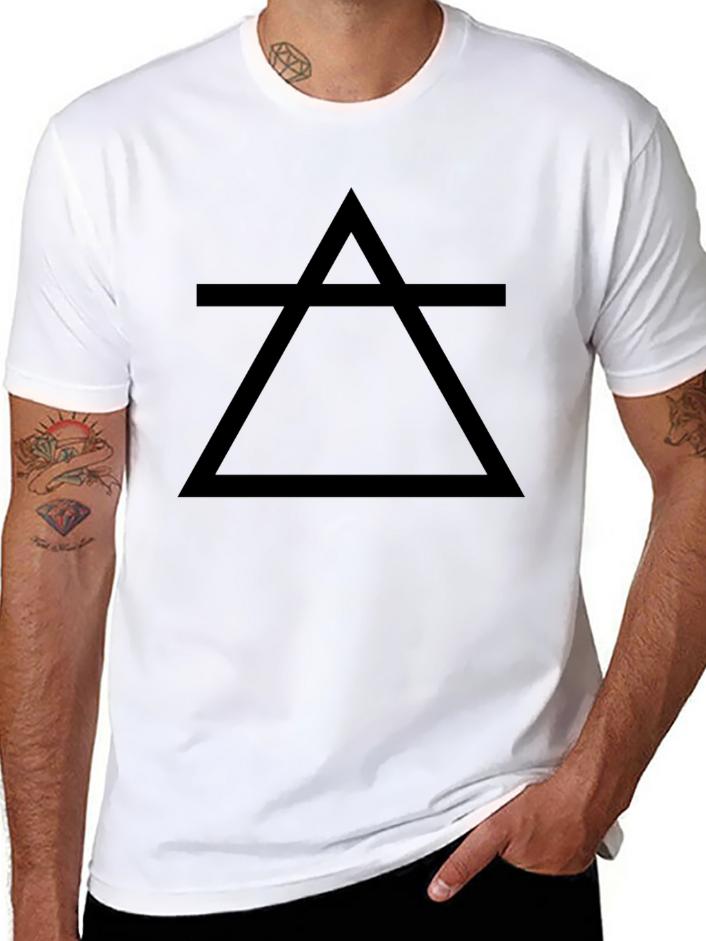 Minimalist Earth Element Symbol Black T-Shirt