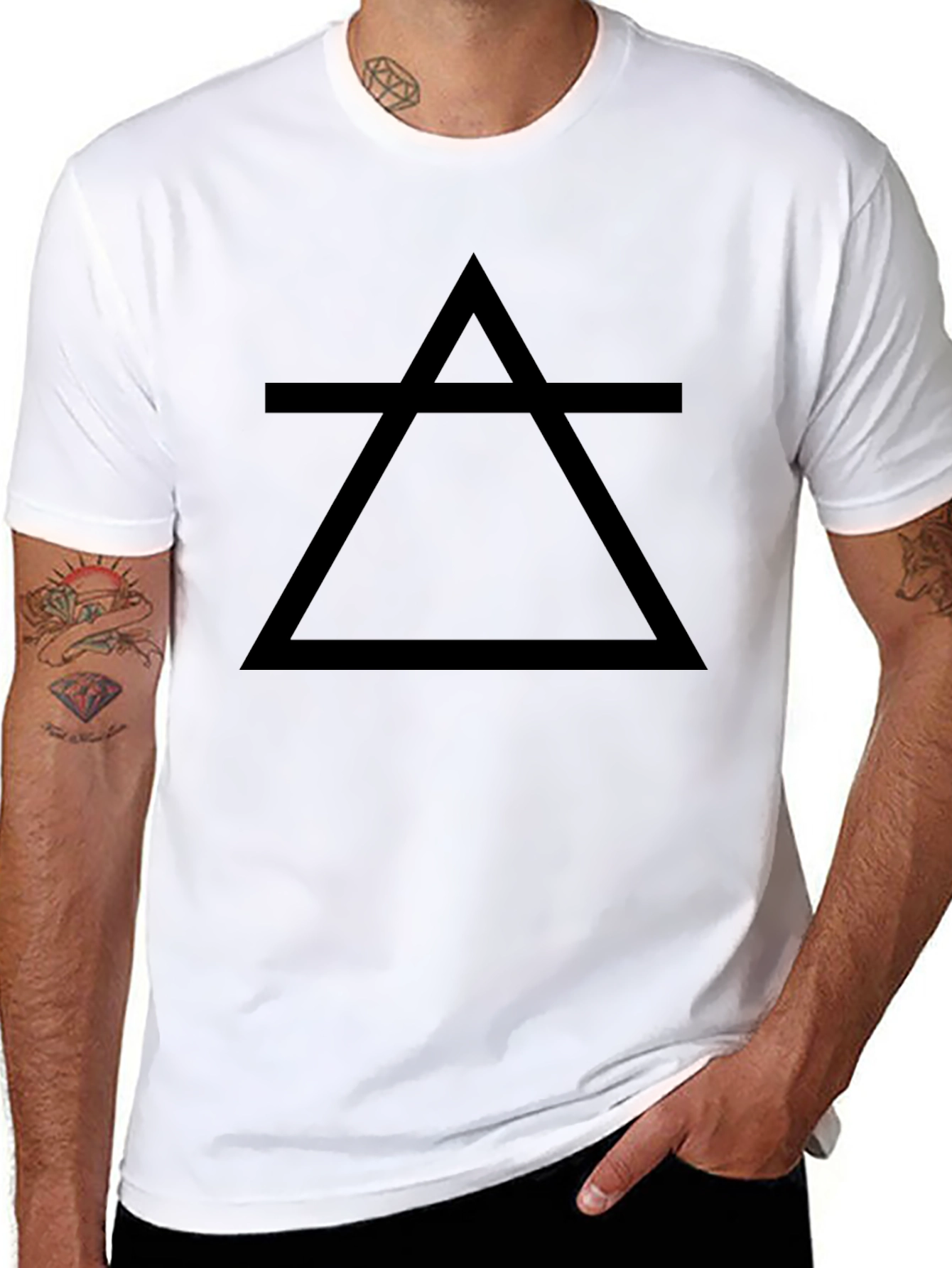 Minimalist Earth Element Symbol Black T-Shirt