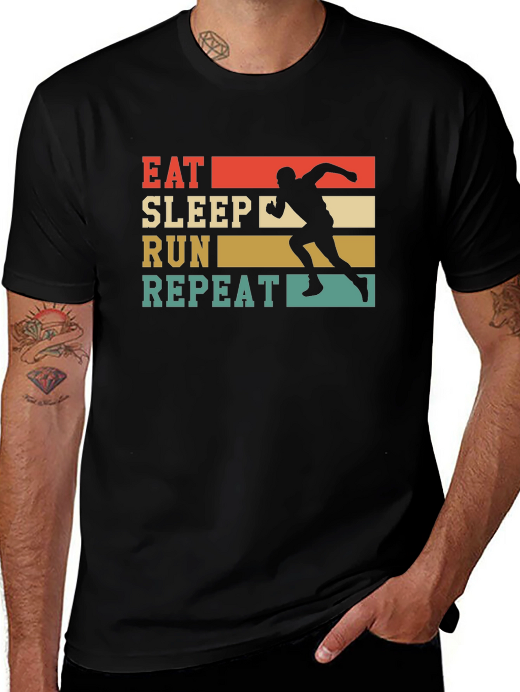 Eat Sleep Run Repeat Black Graphic Tee
