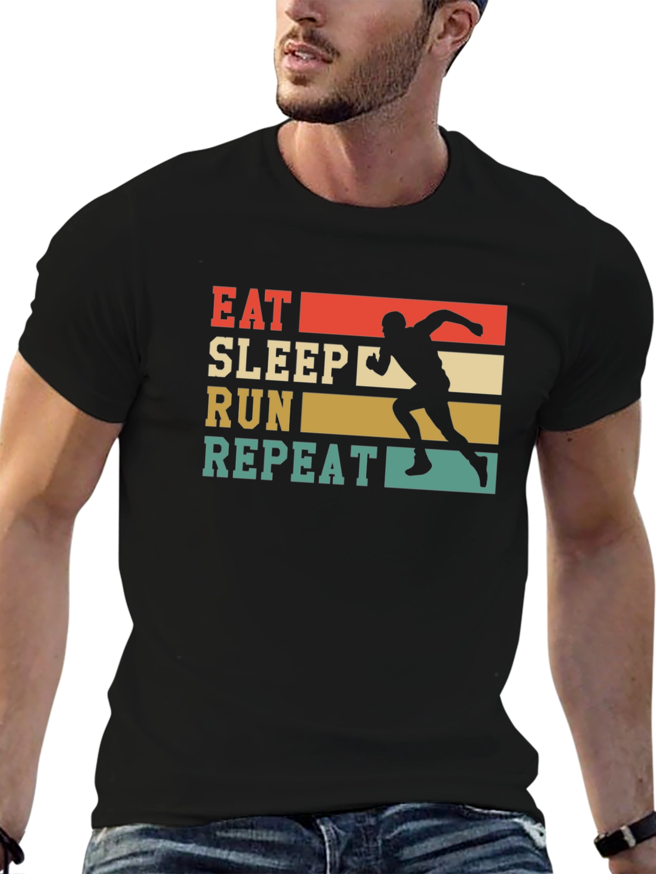 Eat Sleep Run Repeat Black Graphic Tee