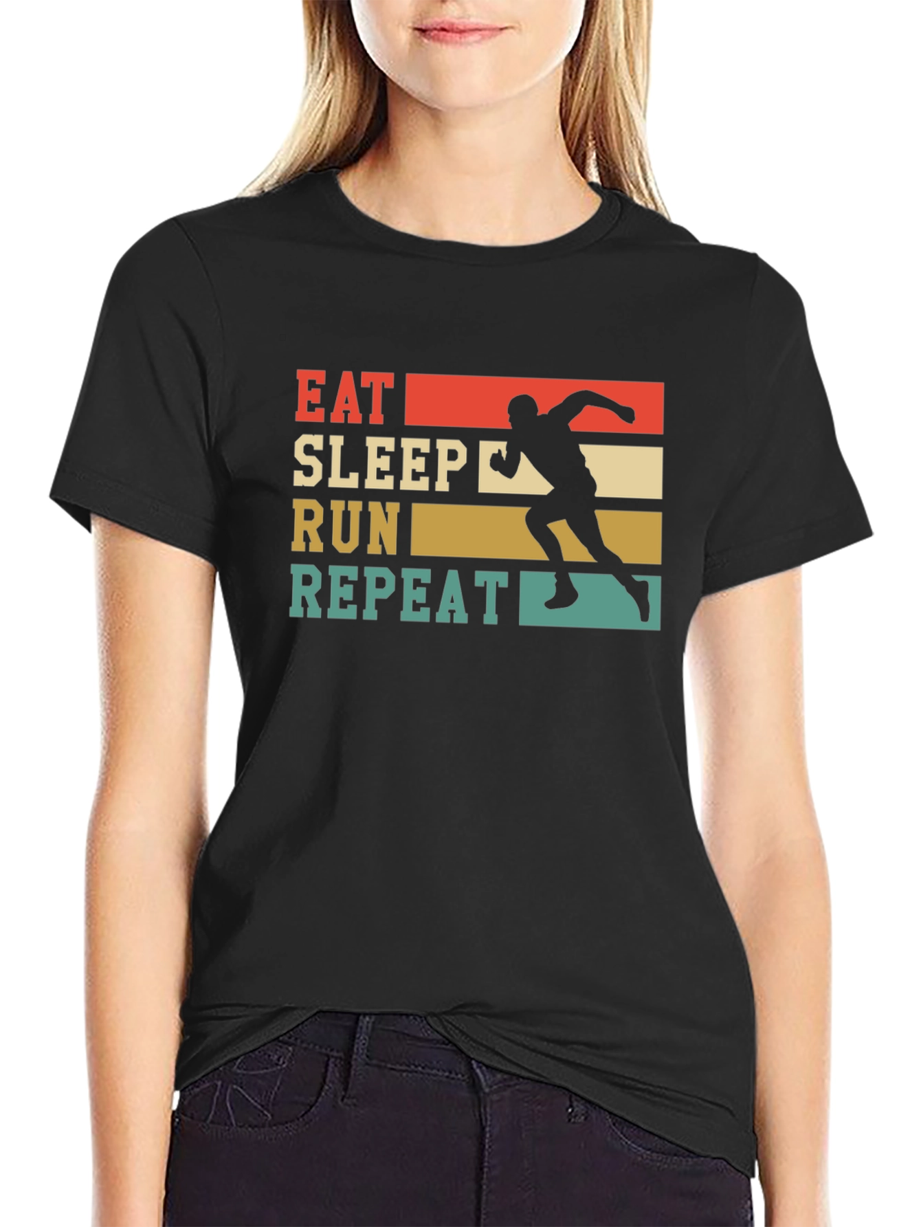 Eat Sleep Run Repeat Black Graphic Tee